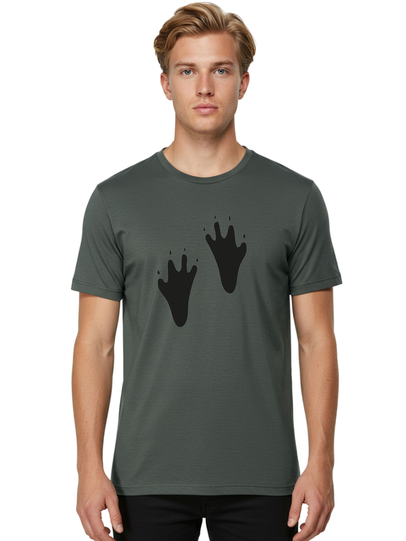 Bloody-Footprints Men'S Graphic Tee, 100% Cotton, Comfortable Casual Summer Wear, Machine Washable, Bloody Footprints, Black Footprints, Dripping Blood, Crime Scene, Forensic Evidence, Violence, Dark Atmosphere, Horror Theme Aac194