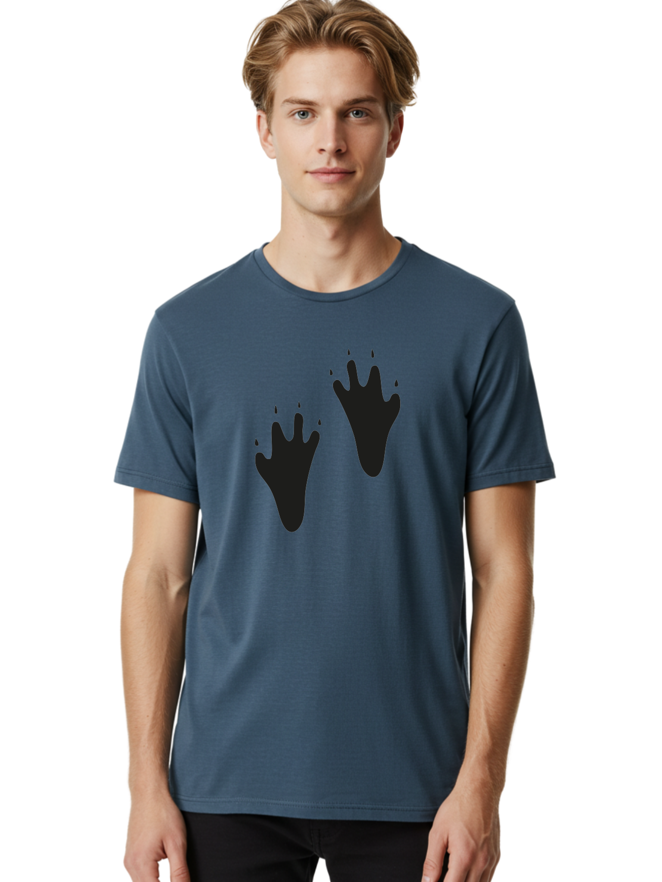 Bloody-Footprints Men'S Graphic Tee, 100% Cotton, Comfortable Casual Summer Wear, Machine Washable, Bloody Footprints, Black Footprints, Dripping Blood, Crime Scene, Forensic Evidence, Violence, Dark Atmosphere, Horror Theme Aac194
