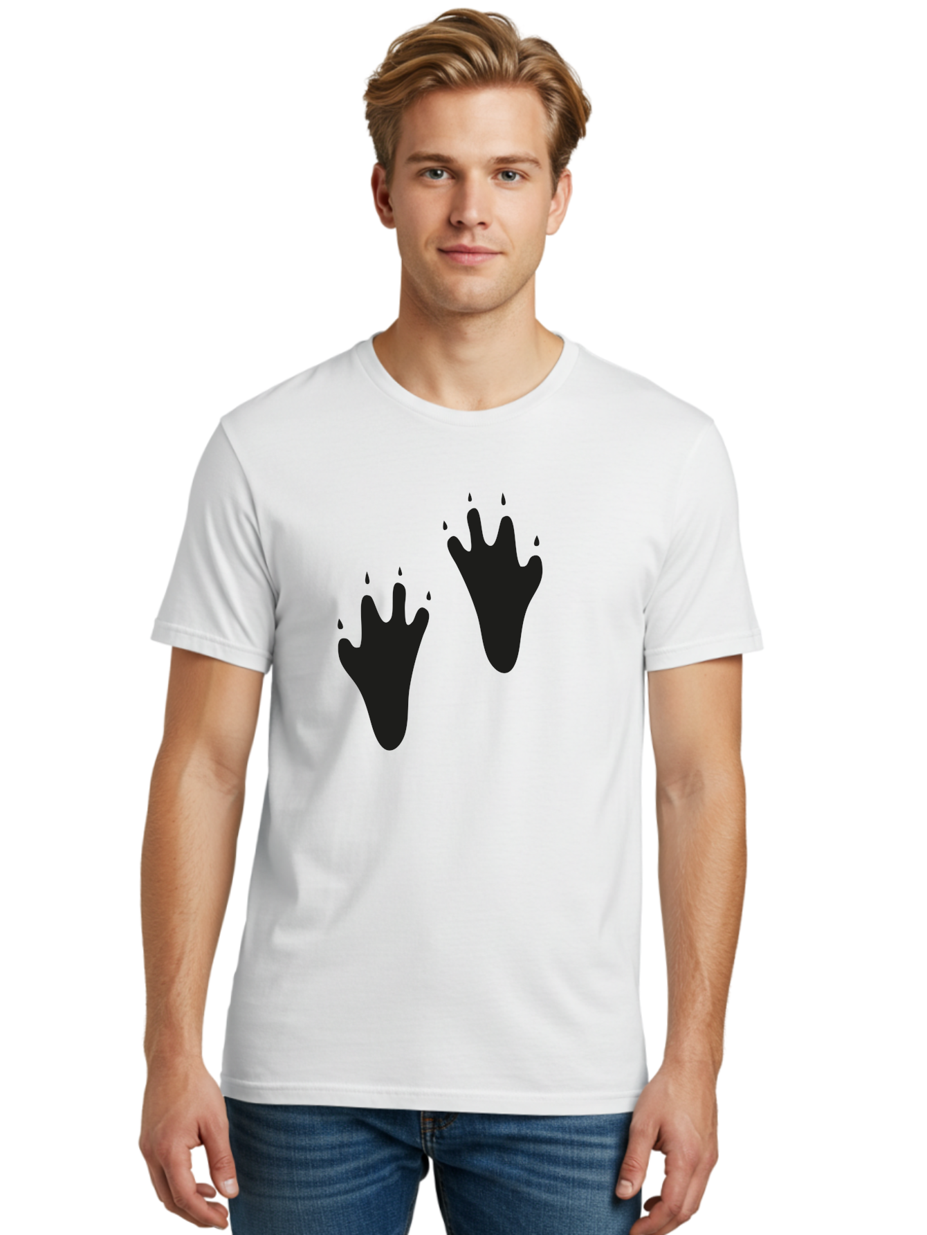 Bloody-Footprints Men'S Graphic Tee, 100% Cotton, Comfortable Casual Summer Wear, Machine Washable, Bloody Footprints, Black Footprints, Dripping Blood, Crime Scene, Forensic Evidence, Violence, Dark Atmosphere, Horror Theme Aac194