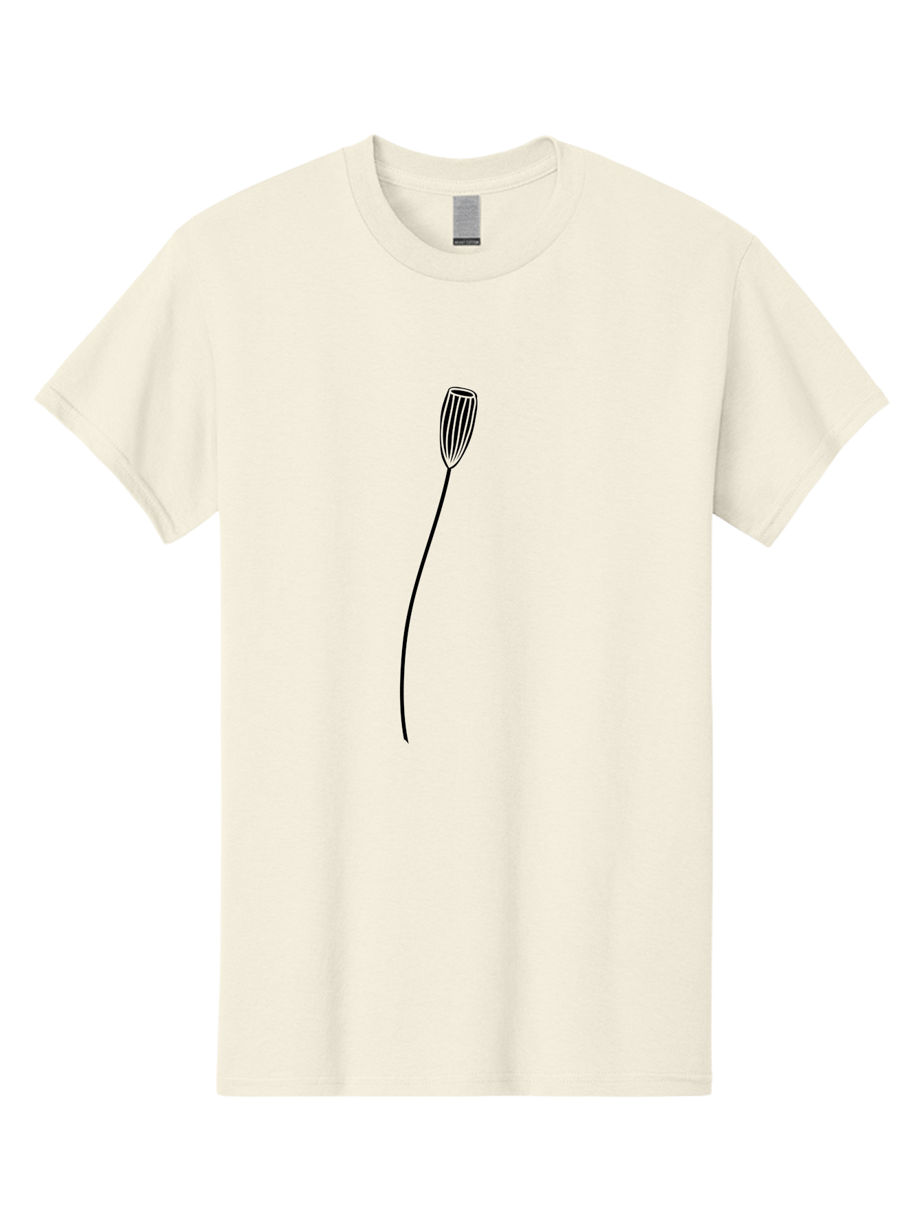 Bulb-On-Stem Men'S Graphic Tee, 100% Cotton, Comfortable Casual Summer Wear, Machine Washable, Simple Flower Design, Minimalist Art, Black Outline, Floral Illustration, Botanical Sketch, Modern Line Art, Elegant Graphics, Stylized Bloom Aac195