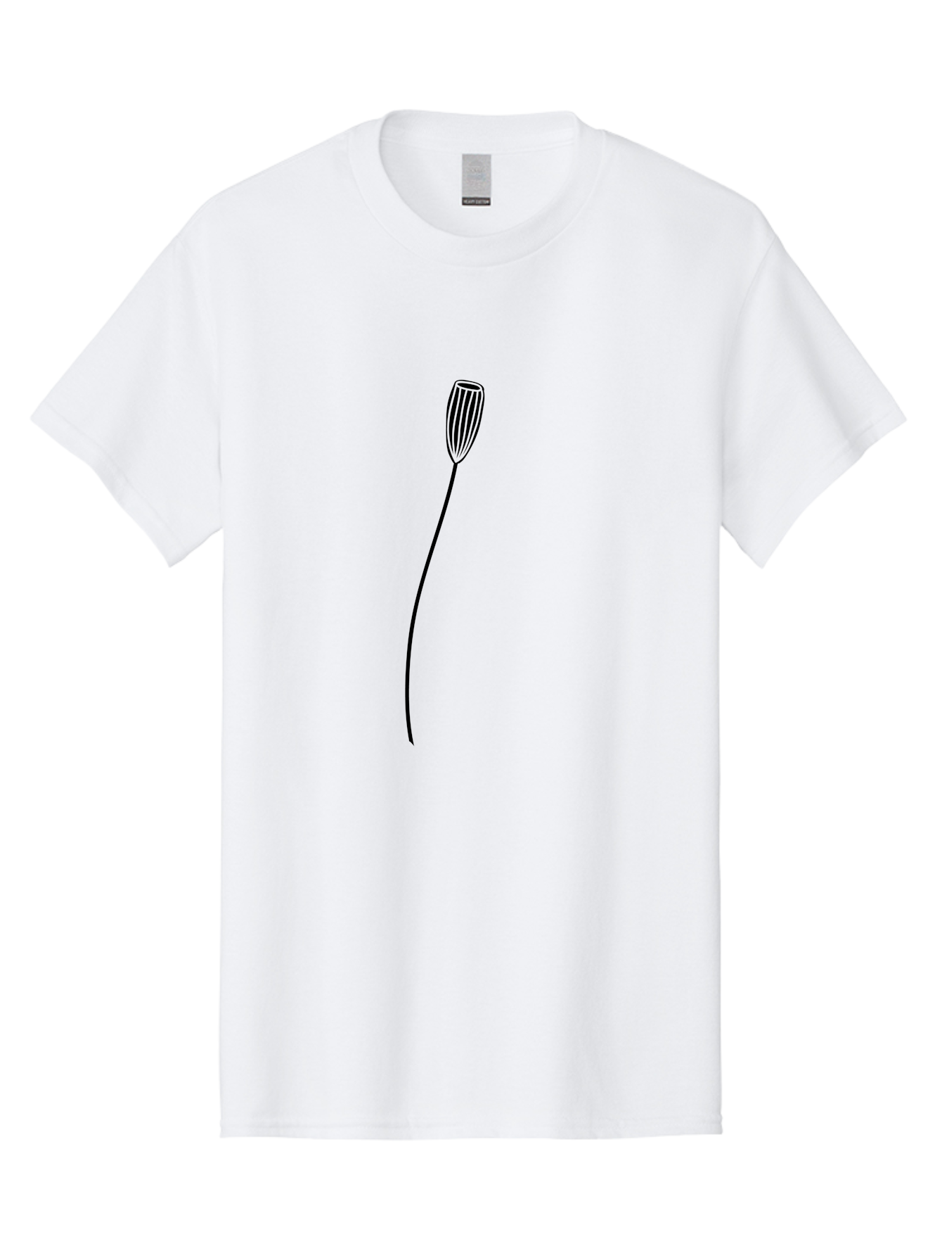 Bulb-On-Stem Men'S Graphic Tee, 100% Cotton, Comfortable Casual Summer Wear, Machine Washable, Simple Flower Design, Minimalist Art, Black Outline, Floral Illustration, Botanical Sketch, Modern Line Art, Elegant Graphics, Stylized Bloom Aac195