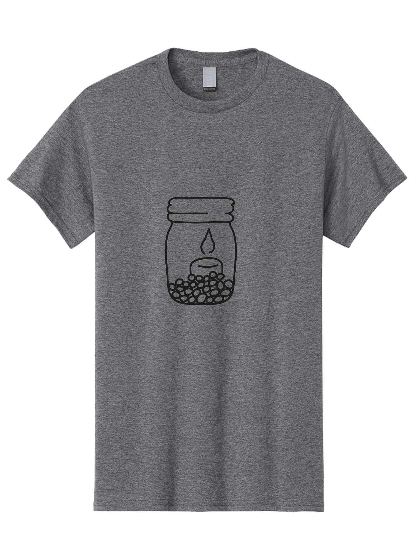 Candle-In-A-Mason-Jar Men'S Graphic Tee, 100% Cotton, Comfortable Casual Summer Wear, Machine Washable, Candle In A Jar, Jar With Candle, Lit Candle, Decorative Jar, Home Decor, Candlelight, Peaceful Ambiance, Minimalist Design, Aac196