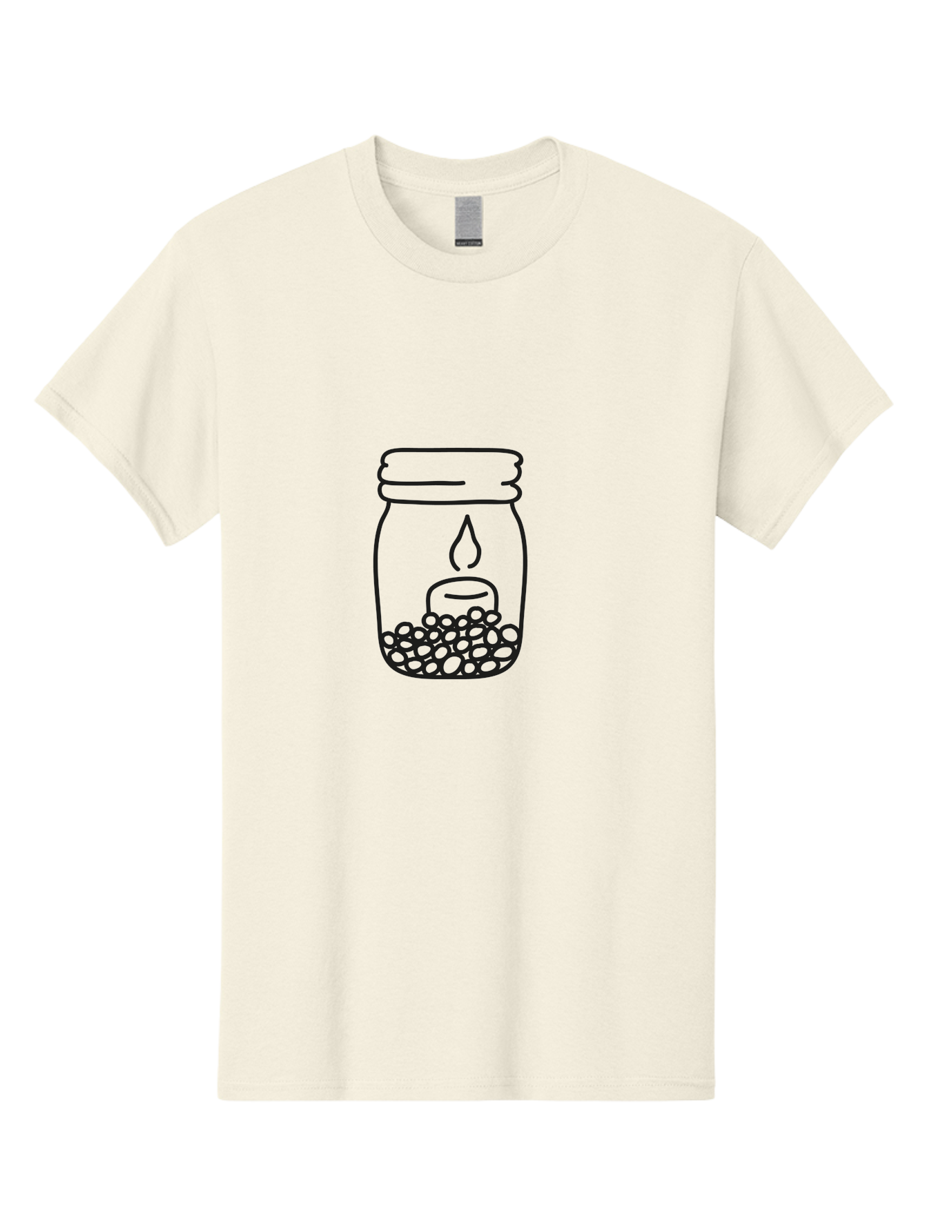 Candle-In-A-Mason-Jar Men'S Graphic Tee, 100% Cotton, Comfortable Casual Summer Wear, Machine Washable, Candle In A Jar, Jar With Candle, Lit Candle, Decorative Jar, Home Decor, Candlelight, Peaceful Ambiance, Minimalist Design, Aac196