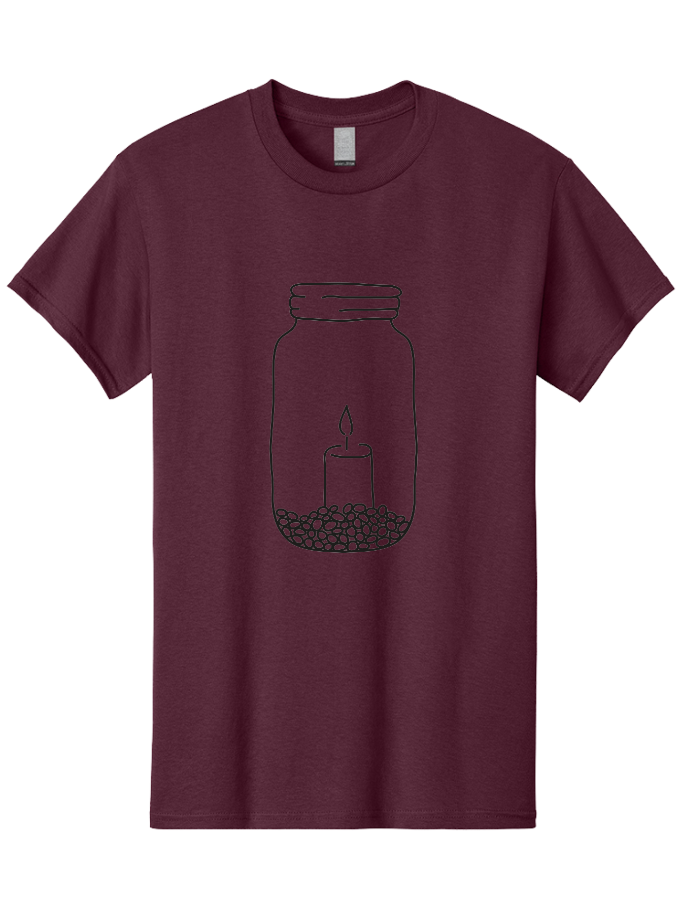 Candle-In-Jar-1 Men'S Graphic Tee, 100% Cotton, Comfortable Casual Summer Wear, Machine Washable, Candle In A Jar, Lit Candle, Pebbles, Simple Line Art, Minimalist Design, Meditation Symbol, Peaceful Ambiance, Zen Decor Aac197