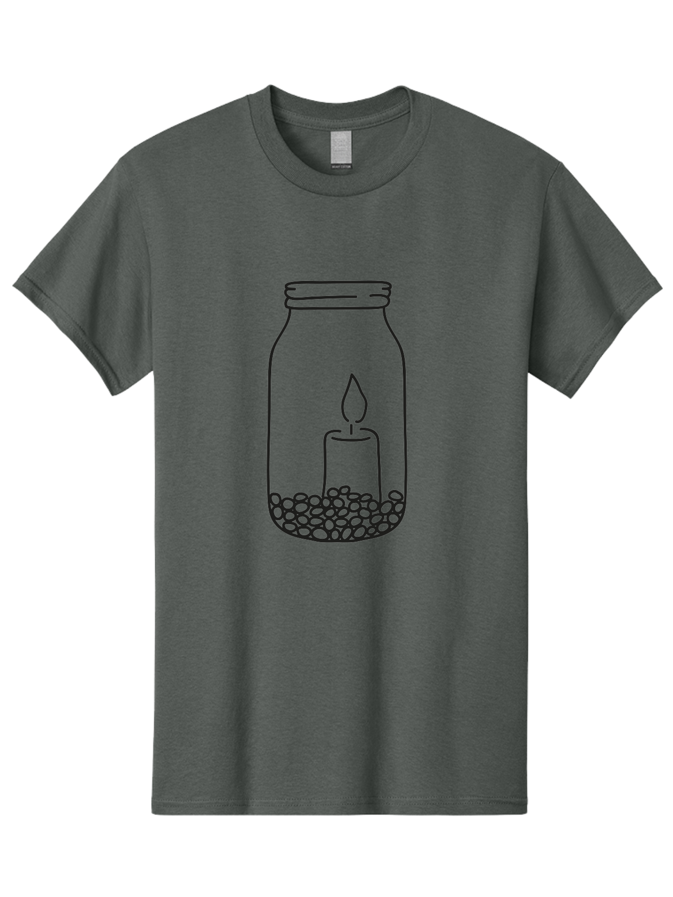 Candle-In-Jar Men'S Graphic Tee, 100% Cotton, Comfortable Casual Summer Wear, Machine Washable, Candle In A Jar, Lit Candle, Serene Ambiance, Decorative Jar, Peaceful Atmosphere, Soothing Light, Calming Decor Aac198