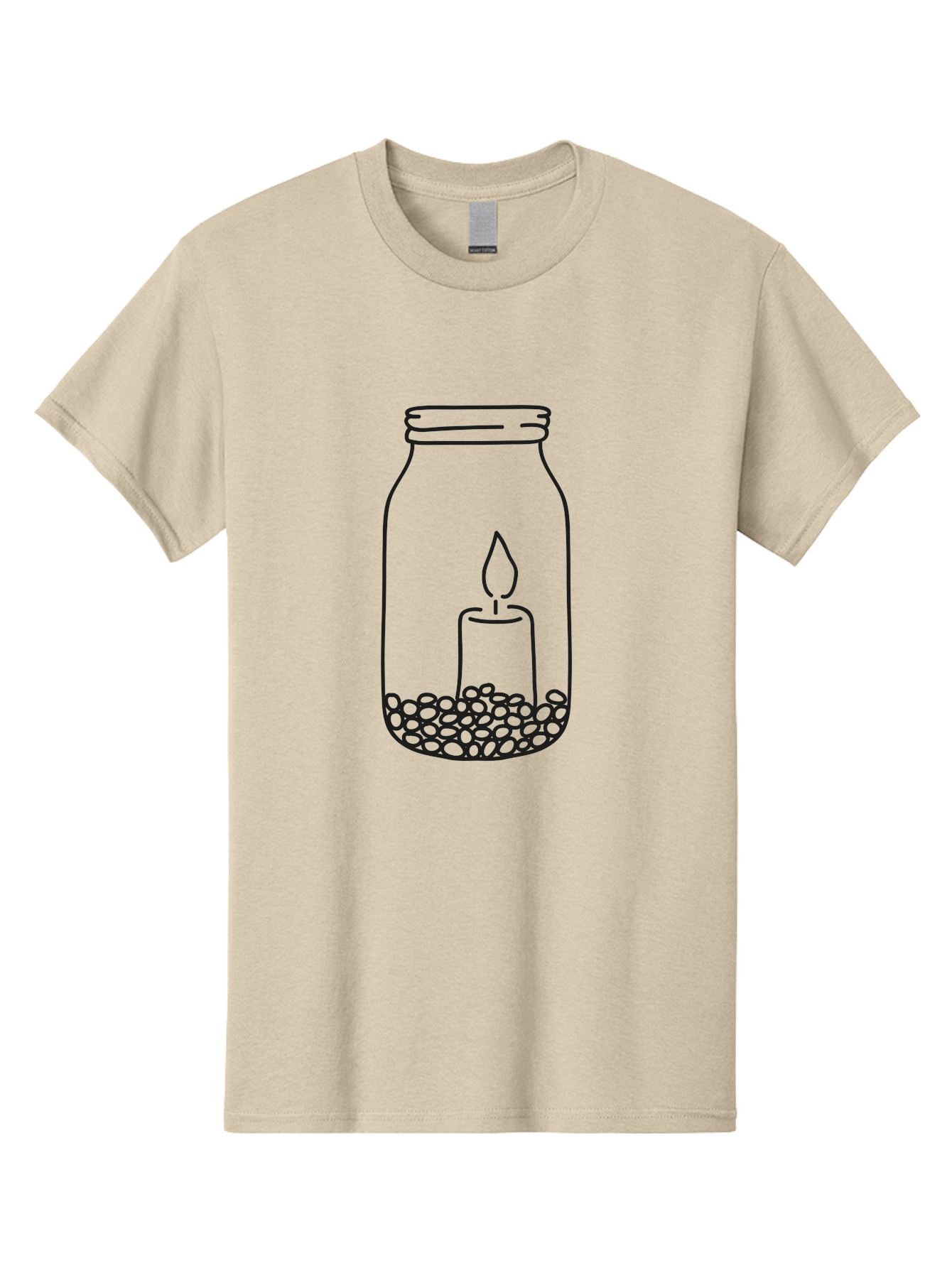 Candle-In-Jar Men'S Graphic Tee, 100% Cotton, Comfortable Casual Summer Wear, Machine Washable, Candle In A Jar, Lit Candle, Serene Ambiance, Decorative Jar, Peaceful Atmosphere, Soothing Light, Calming Decor Aac198