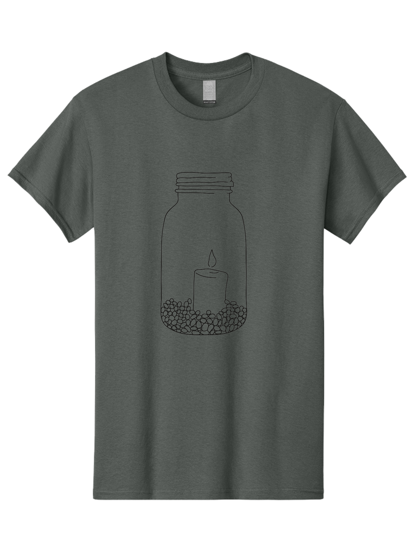 Candle-In-Mason-Jar Men'S Graphic Tee, 100% Cotton, Comfortable Casual Summer Wear, Machine Washable, Candle In A Jar, Lit Candle, Decorative Jar, Zen Decor, Peaceful Ambiance, Ambient Lighting, Minimalist Design, Meditation Space, Aac199
