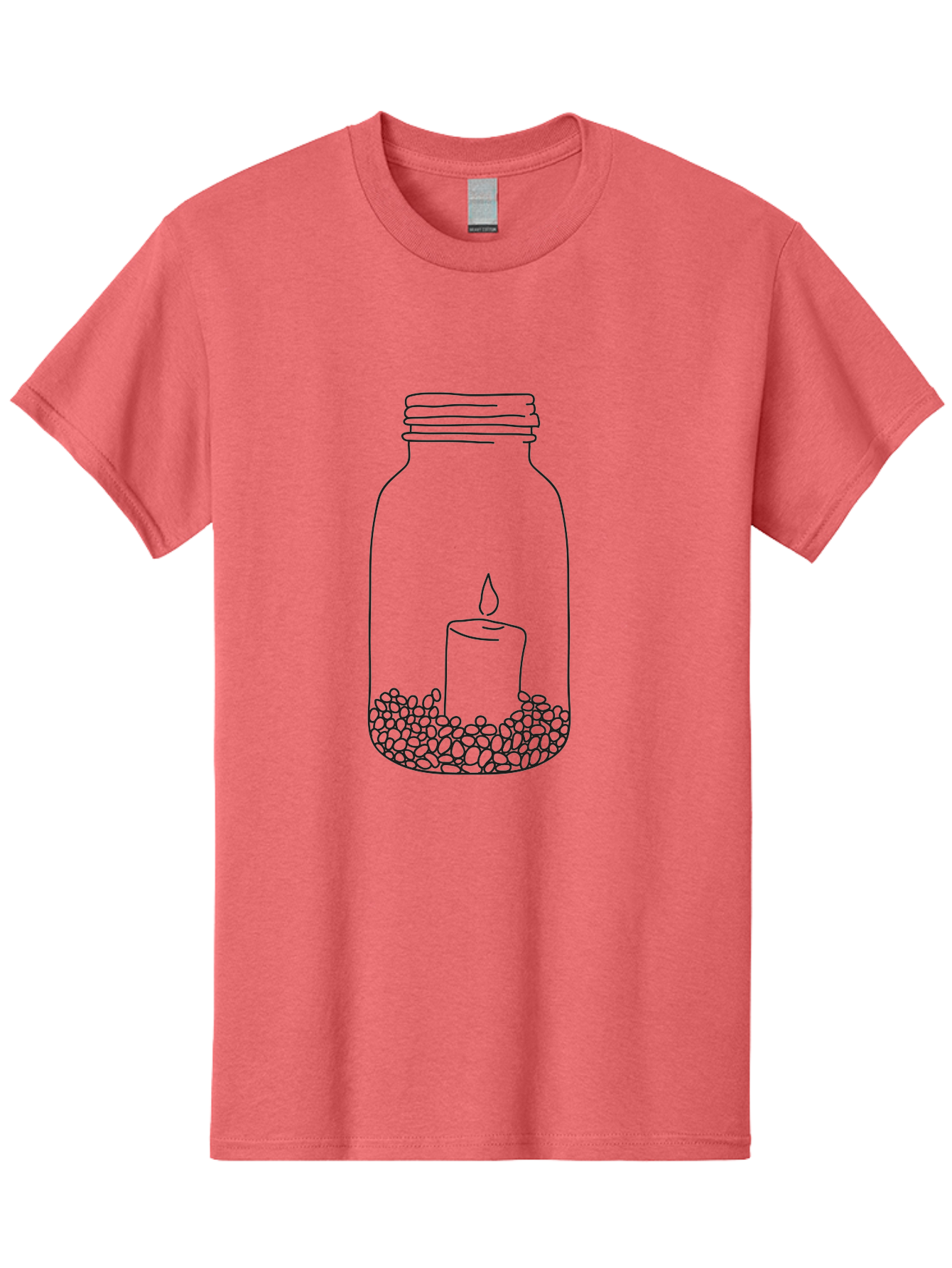 Candle-In-Mason-Jar Men'S Graphic Tee, 100% Cotton, Comfortable Casual Summer Wear, Machine Washable, Candle In A Jar, Lit Candle, Decorative Jar, Zen Decor, Peaceful Ambiance, Ambient Lighting, Minimalist Design, Meditation Space, Aac199