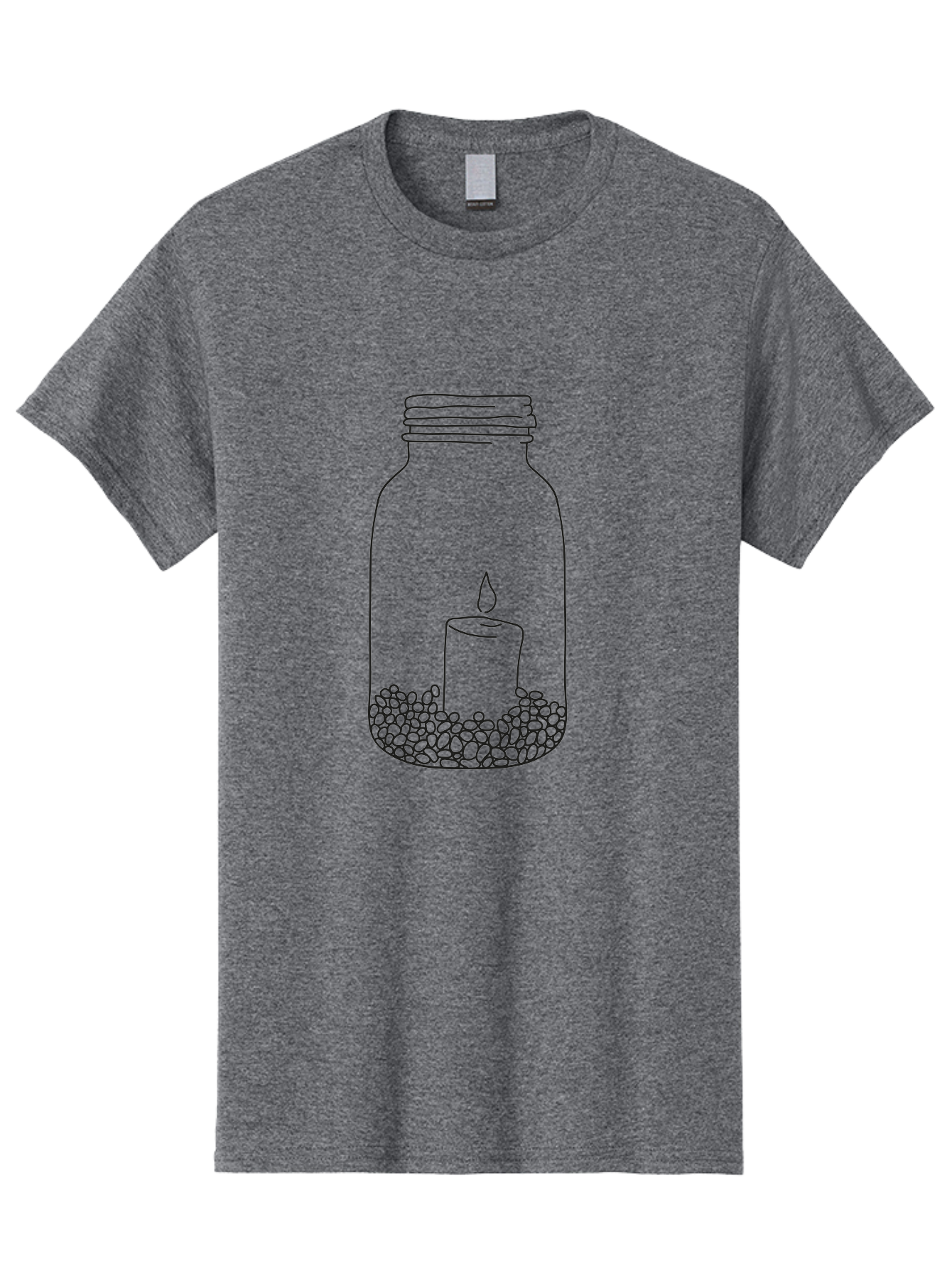 Candle-In-Mason-Jar Men'S Graphic Tee, 100% Cotton, Comfortable Casual Summer Wear, Machine Washable, Candle In A Jar, Lit Candle, Decorative Jar, Zen Decor, Peaceful Ambiance, Ambient Lighting, Minimalist Design, Meditation Space, Aac199