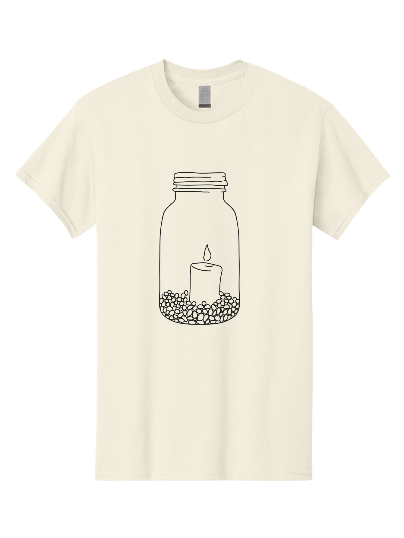 Candle-In-Mason-Jar Men'S Graphic Tee, 100% Cotton, Comfortable Casual Summer Wear, Machine Washable, Candle In A Jar, Lit Candle, Decorative Jar, Zen Decor, Peaceful Ambiance, Ambient Lighting, Minimalist Design, Meditation Space, Aac199