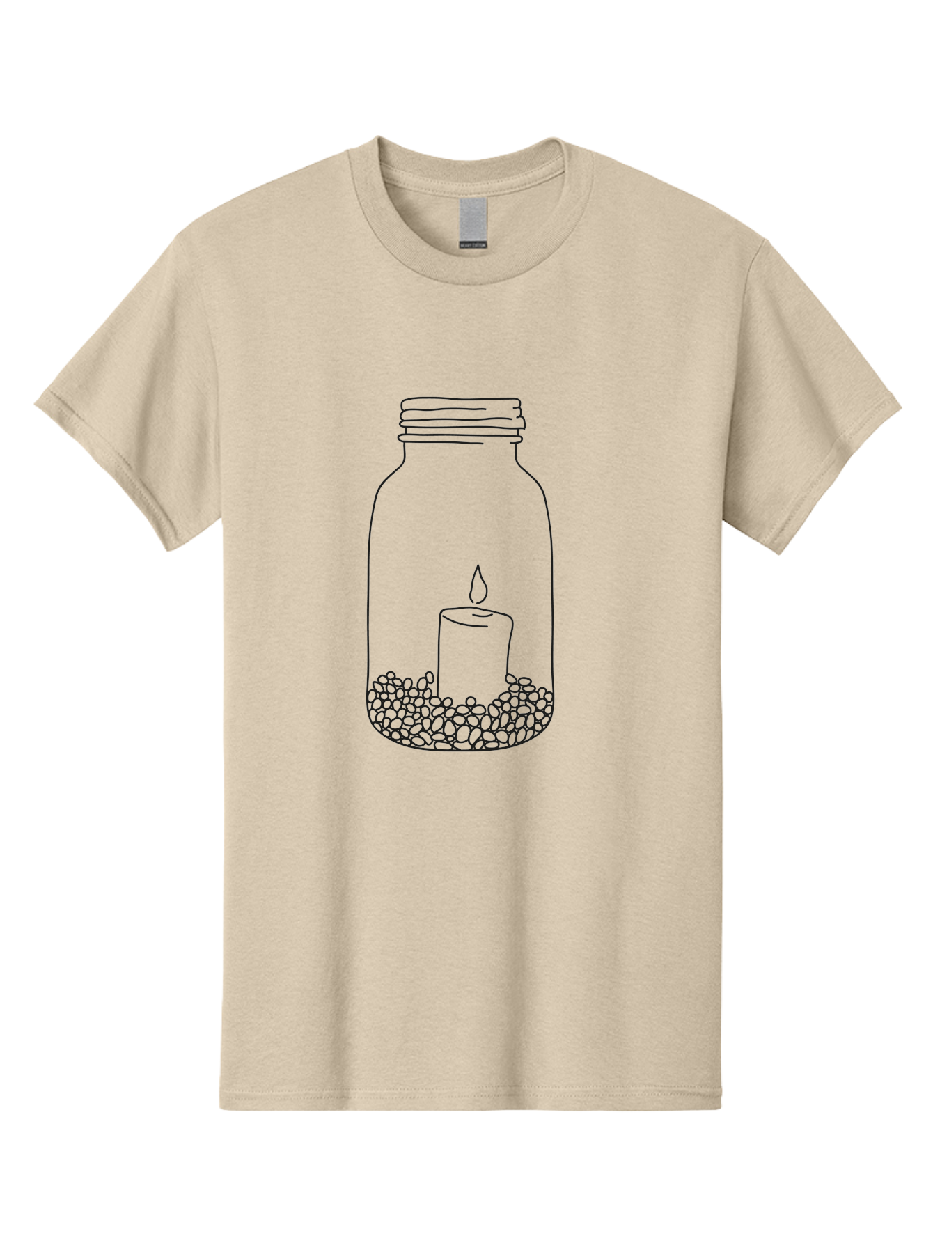 Candle-In-Mason-Jar Men'S Graphic Tee, 100% Cotton, Comfortable Casual Summer Wear, Machine Washable, Candle In A Jar, Lit Candle, Decorative Jar, Zen Decor, Peaceful Ambiance, Ambient Lighting, Minimalist Design, Meditation Space, Aac199