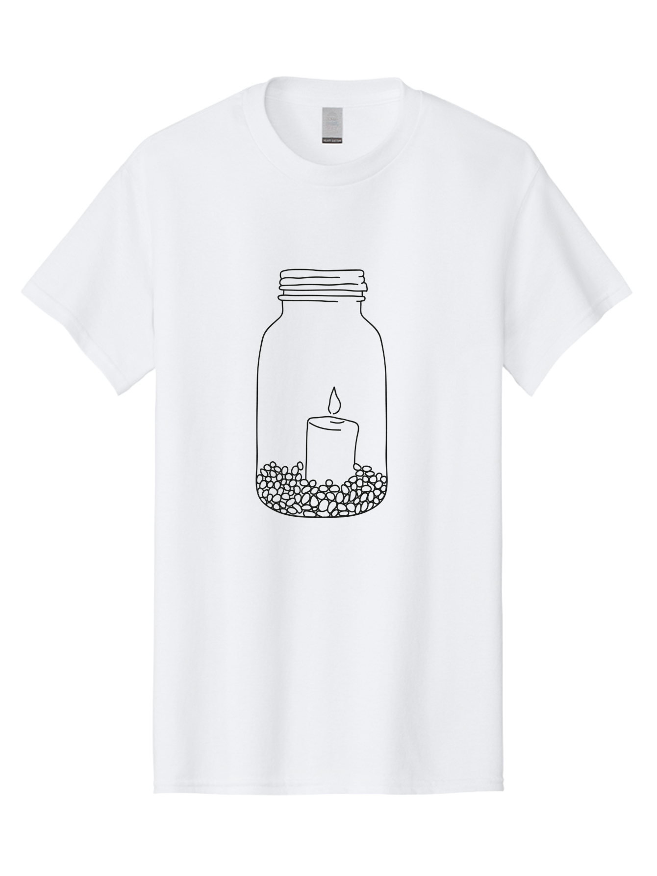Candle-In-Mason-Jar Men'S Graphic Tee, 100% Cotton, Comfortable Casual Summer Wear, Machine Washable, Candle In A Jar, Lit Candle, Decorative Jar, Zen Decor, Peaceful Ambiance, Ambient Lighting, Minimalist Design, Meditation Space, Aac199