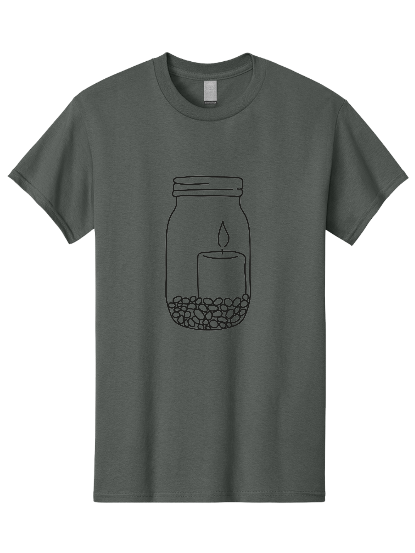 Candle-Jar Men'S Graphic Tee, 100% Cotton, Comfortable Casual Summer Wear, Machine Washable, Candle In A Jar, Lit Candle, Centerpiece, Stones At The Bottom, Relaxation, Meditation, Calming Ambiance, Peaceful Home Decor Aac200