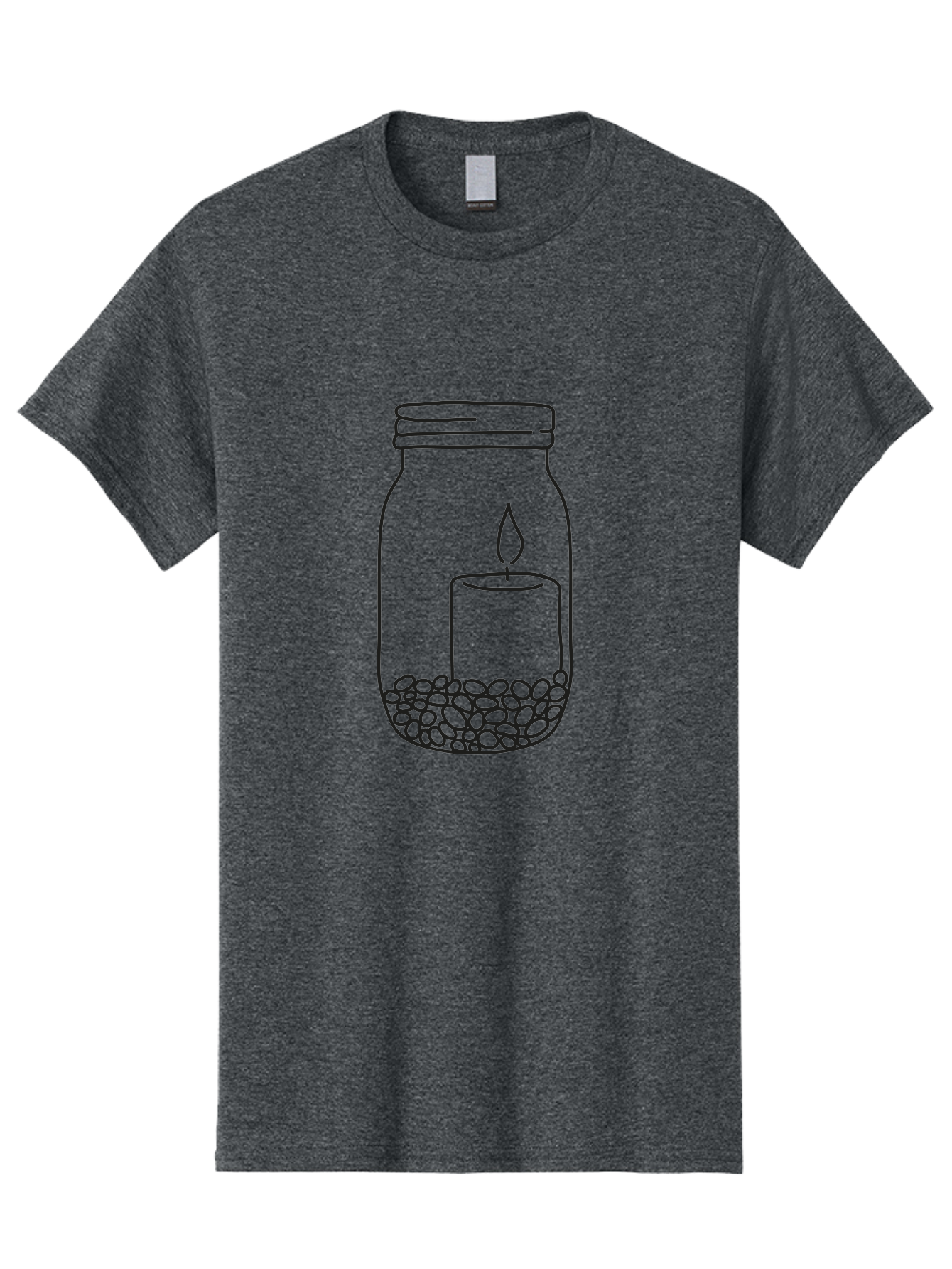Candle-Jar Men'S Graphic Tee, 100% Cotton, Comfortable Casual Summer Wear, Machine Washable, Candle In A Jar, Lit Candle, Centerpiece, Stones At The Bottom, Relaxation, Meditation, Calming Ambiance, Peaceful Home Decor Aac200
