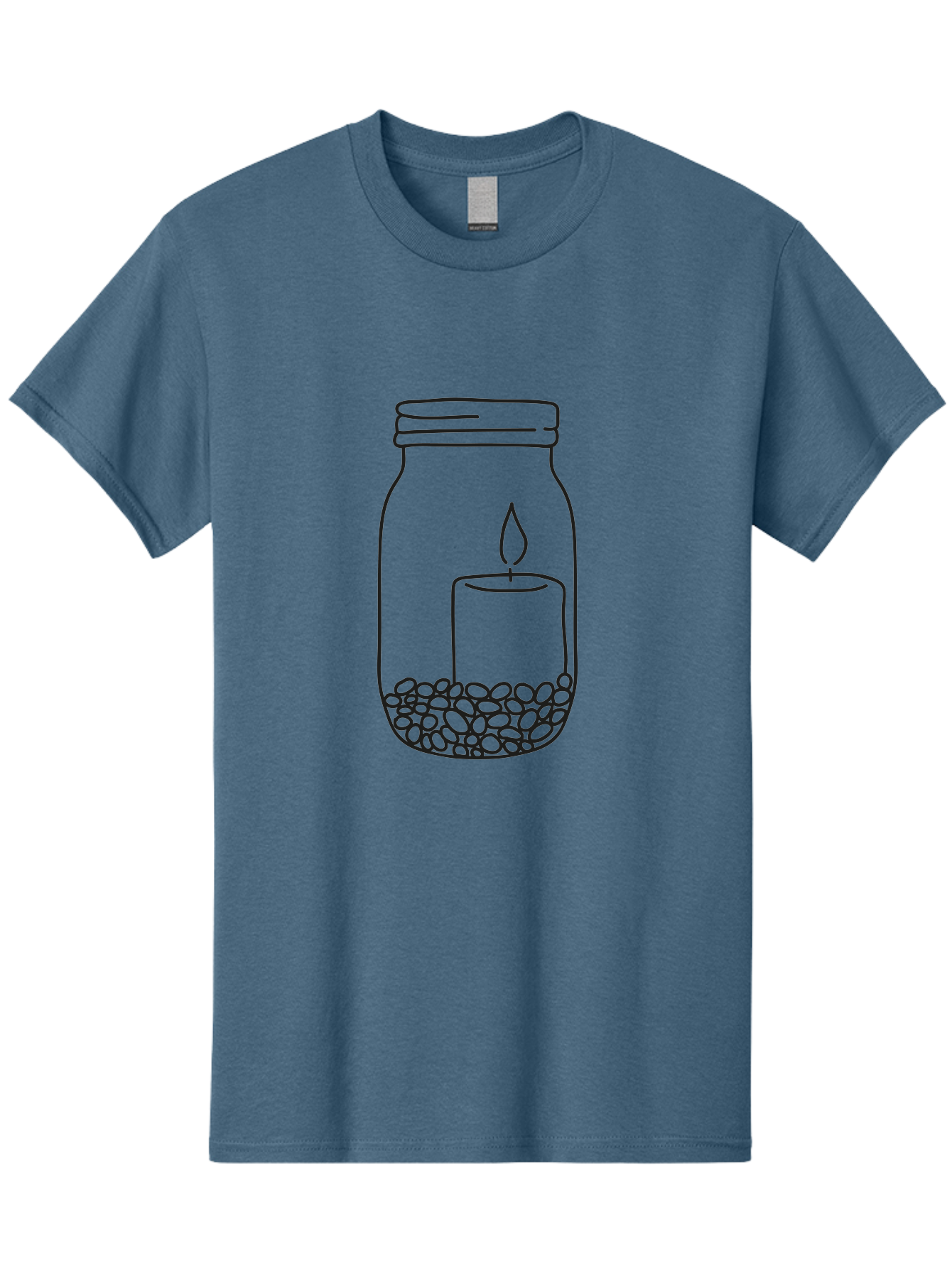 Candle-Jar Men'S Graphic Tee, 100% Cotton, Comfortable Casual Summer Wear, Machine Washable, Candle In A Jar, Lit Candle, Centerpiece, Stones At The Bottom, Relaxation, Meditation, Calming Ambiance, Peaceful Home Decor Aac200