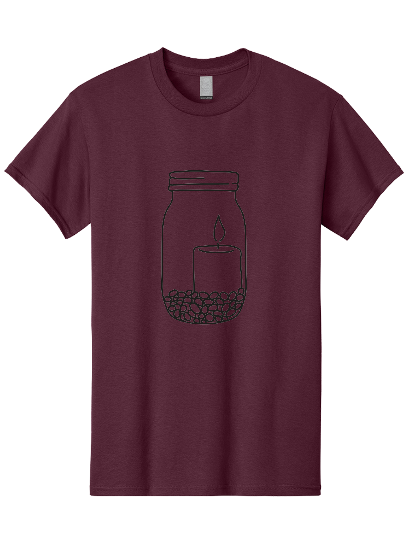 Candle-Jar Men'S Graphic Tee, 100% Cotton, Comfortable Casual Summer Wear, Machine Washable, Candle In A Jar, Lit Candle, Centerpiece, Stones At The Bottom, Relaxation, Meditation, Calming Ambiance, Peaceful Home Decor Aac200
