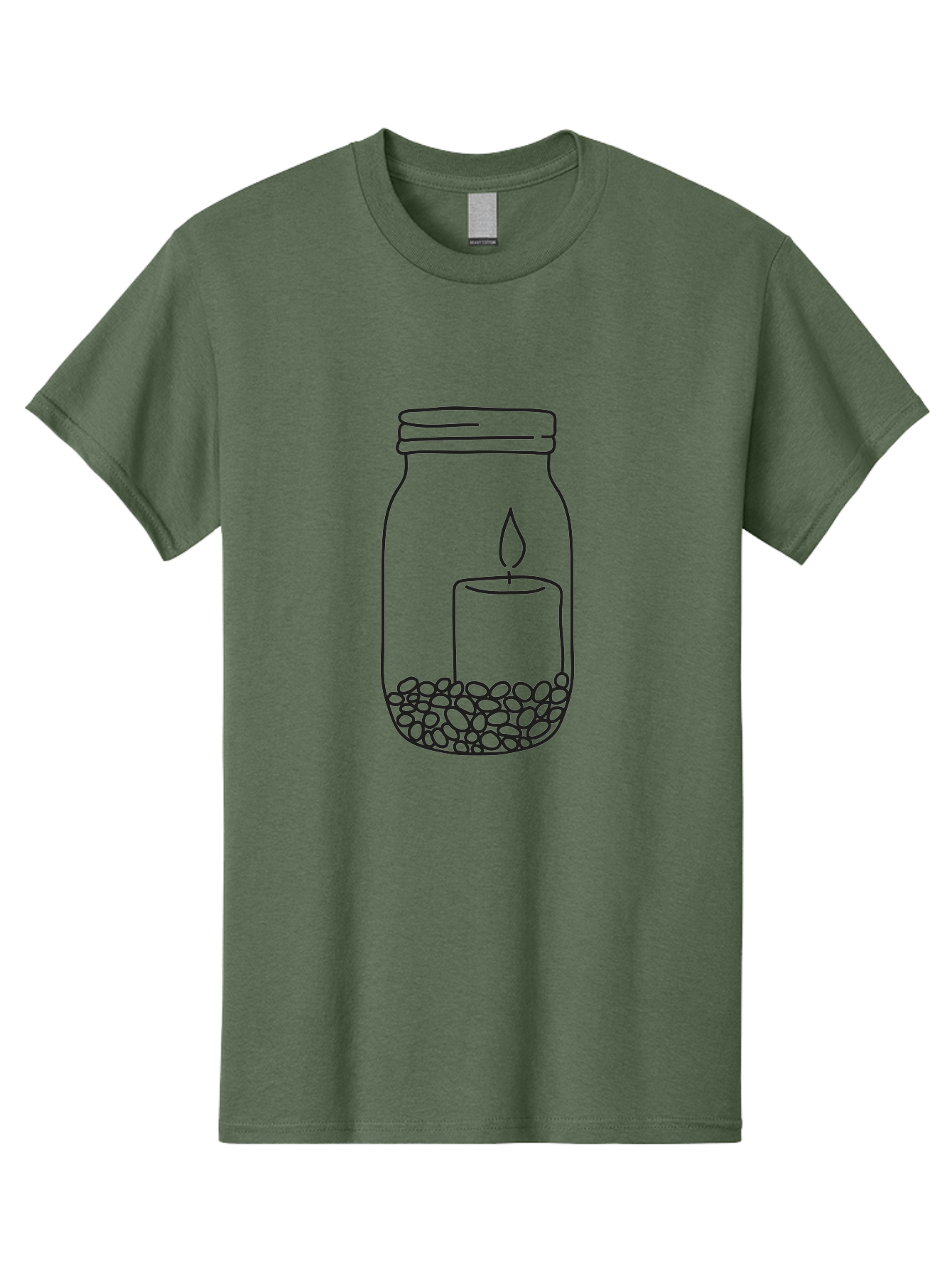 Candle-Jar Men'S Graphic Tee, 100% Cotton, Comfortable Casual Summer Wear, Machine Washable, Candle In A Jar, Lit Candle, Centerpiece, Stones At The Bottom, Relaxation, Meditation, Calming Ambiance, Peaceful Home Decor Aac200