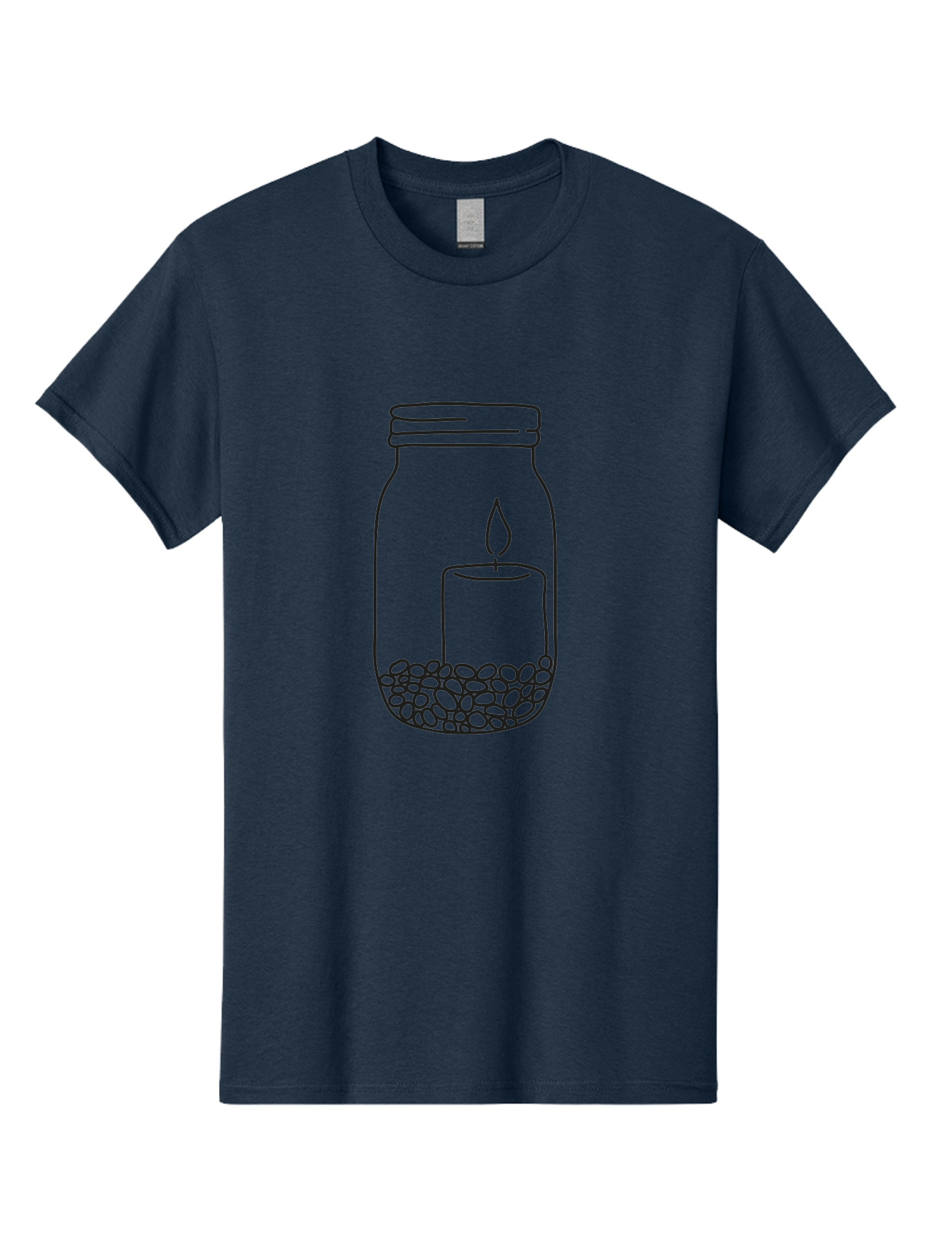 Candle-Jar Men'S Graphic Tee, 100% Cotton, Comfortable Casual Summer Wear, Machine Washable, Candle In A Jar, Lit Candle, Centerpiece, Stones At The Bottom, Relaxation, Meditation, Calming Ambiance, Peaceful Home Decor Aac200