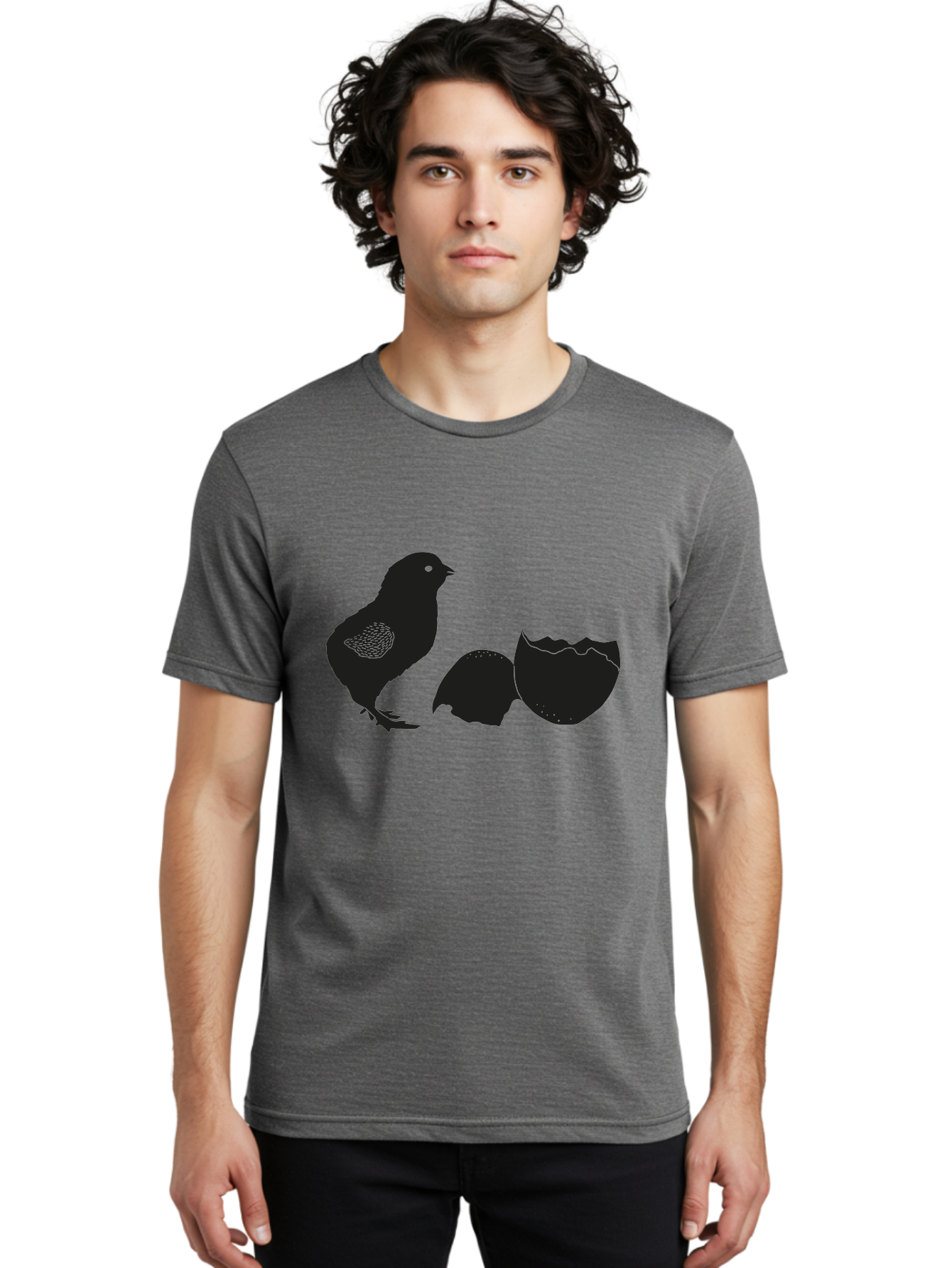 Chicken-Hatching Men'S Graphic Tee, 100% Cotton, Comfortable Casual Summer Wear, Machine Washable, Bird Hatching From Egg, New Life, Animal Birth, Wildlife Scene, Eggshell Cracking, Chick Emergence, Nature'S Wonder Aac202