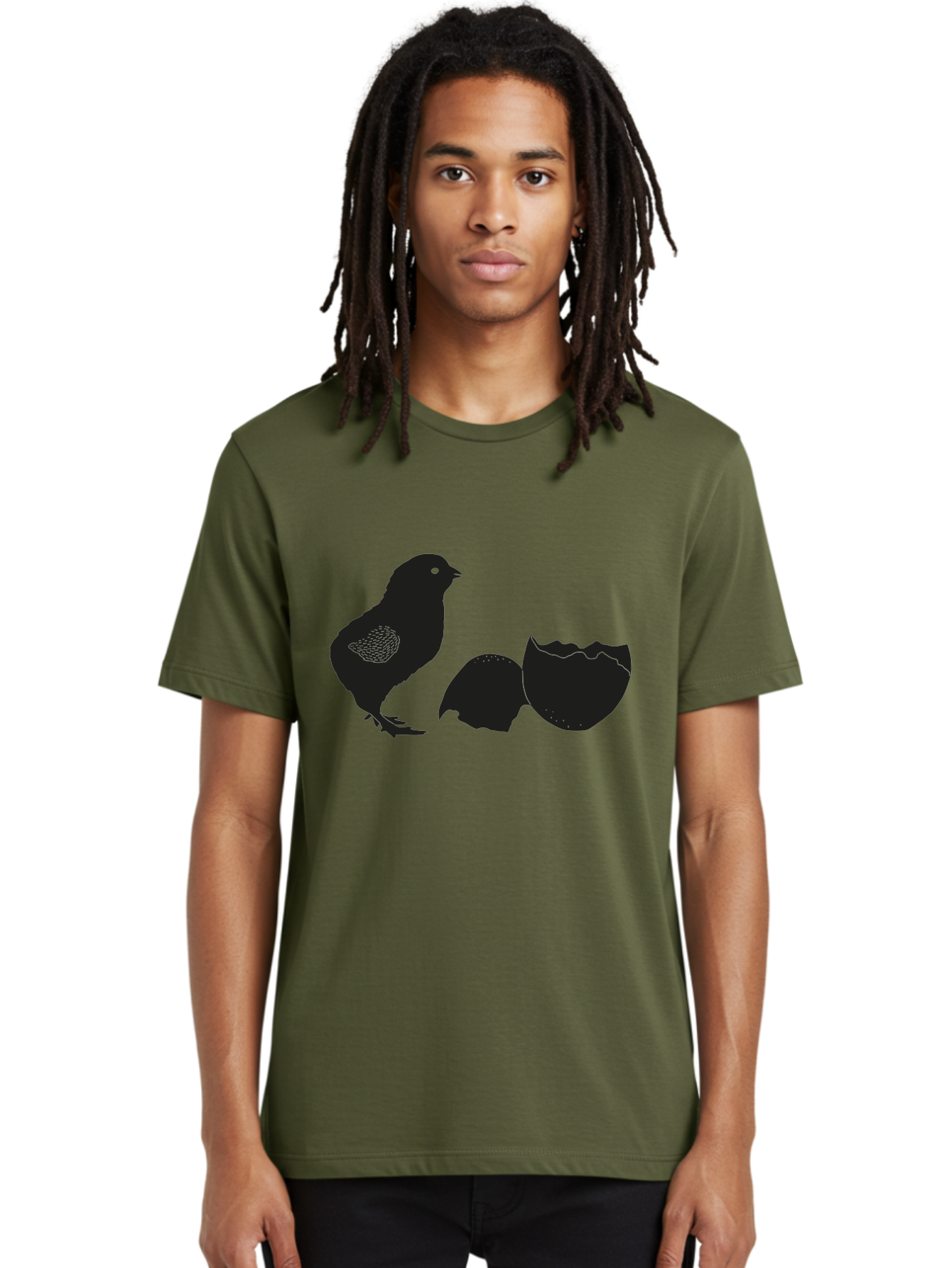 Chicken-Hatching Men'S Graphic Tee, 100% Cotton, Comfortable Casual Summer Wear, Machine Washable, Bird Hatching From Egg, New Life, Animal Birth, Wildlife Scene, Eggshell Cracking, Chick Emergence, Nature'S Wonder Aac202