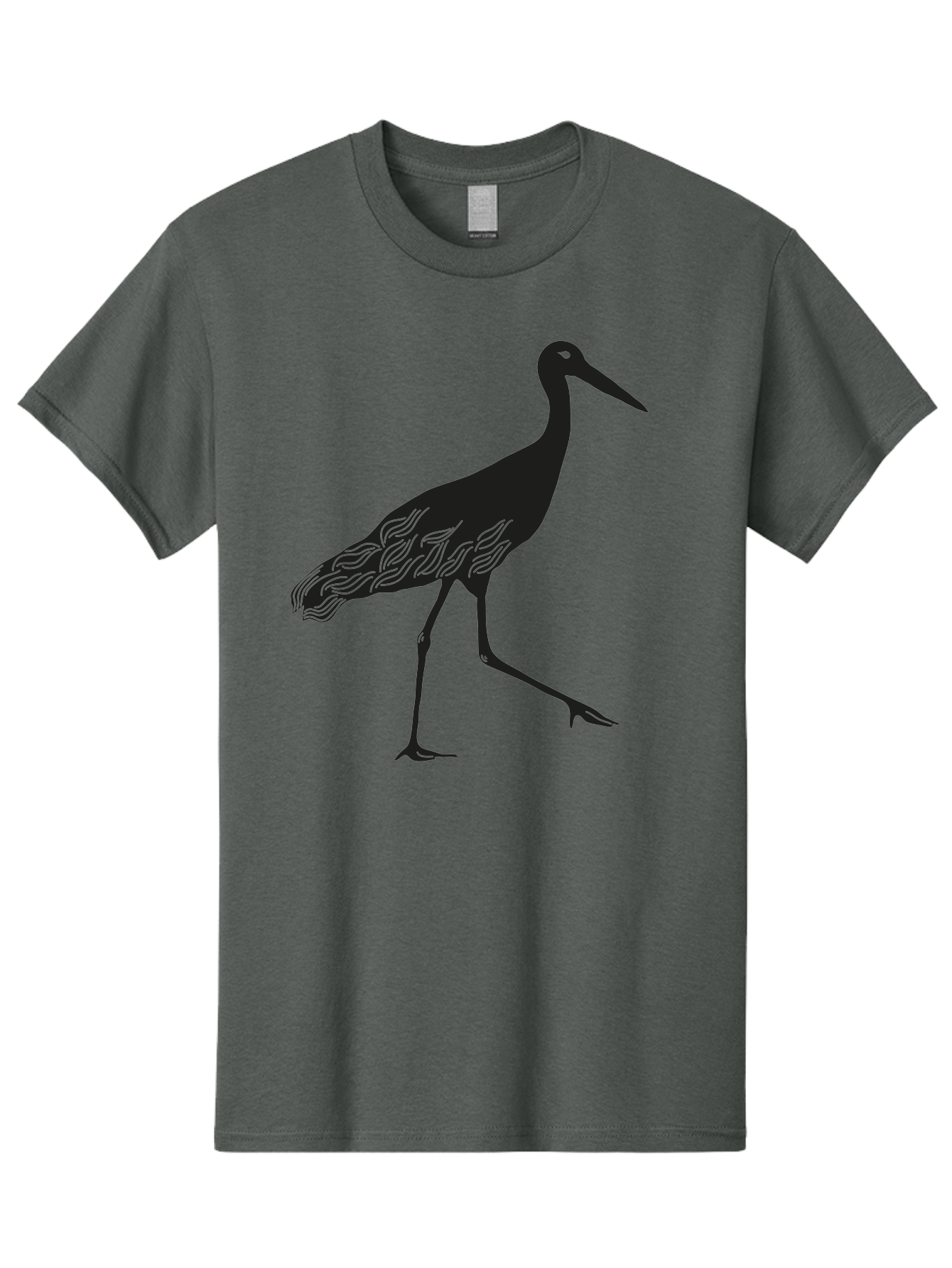 Crane Men'S Graphic Tee, 100% Cotton, Comfortable Casual Summer Wear, Machine Washable, Crane Bird, Bird Silhouette, Wild Crane, Long Neck, Wavy Lines, Abstract Bird, Minimalist Design, Simple Art, Bird Illustration Aac203