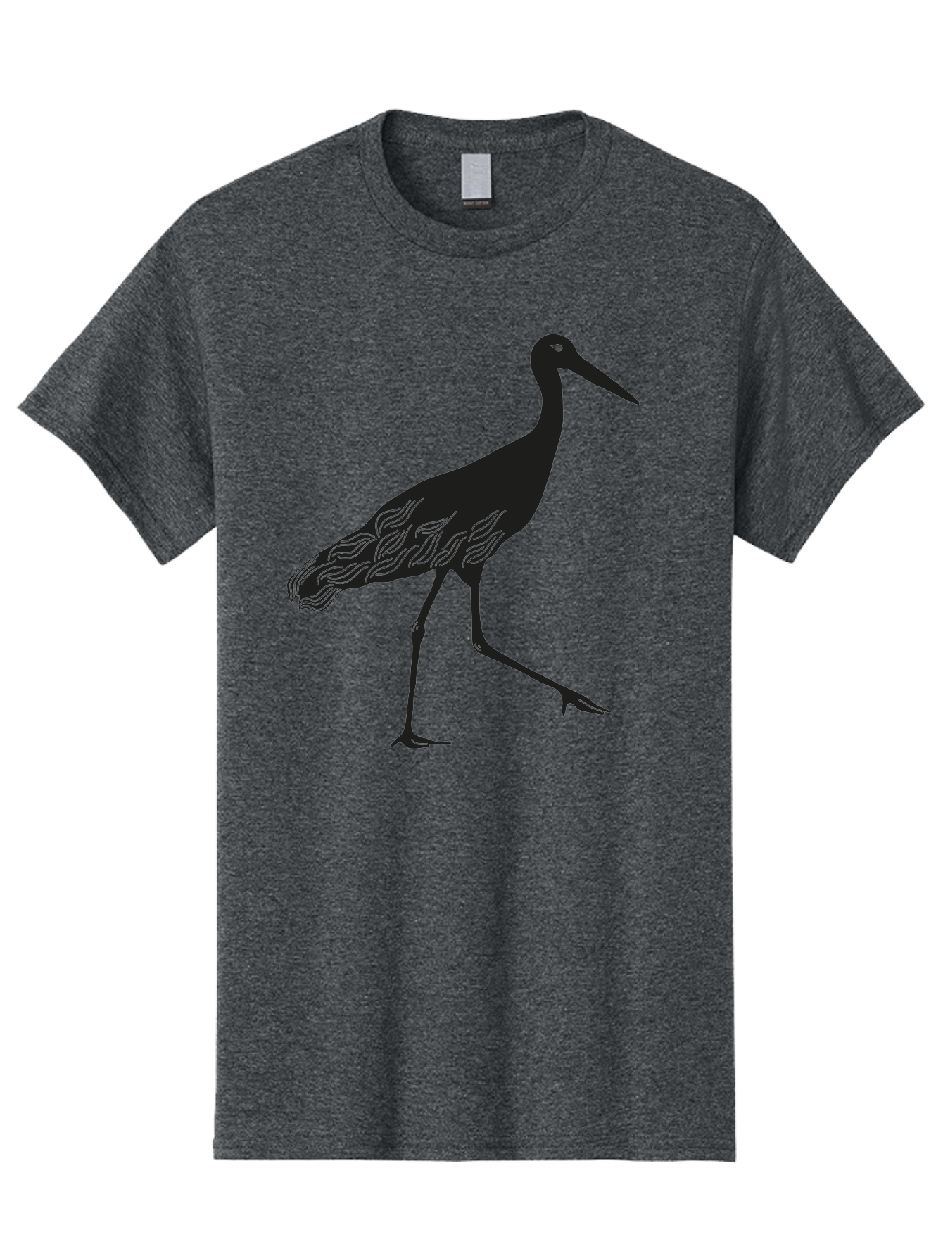Crane Men'S Graphic Tee, 100% Cotton, Comfortable Casual Summer Wear, Machine Washable, Crane Bird, Bird Silhouette, Wild Crane, Long Neck, Wavy Lines, Abstract Bird, Minimalist Design, Simple Art, Bird Illustration Aac203