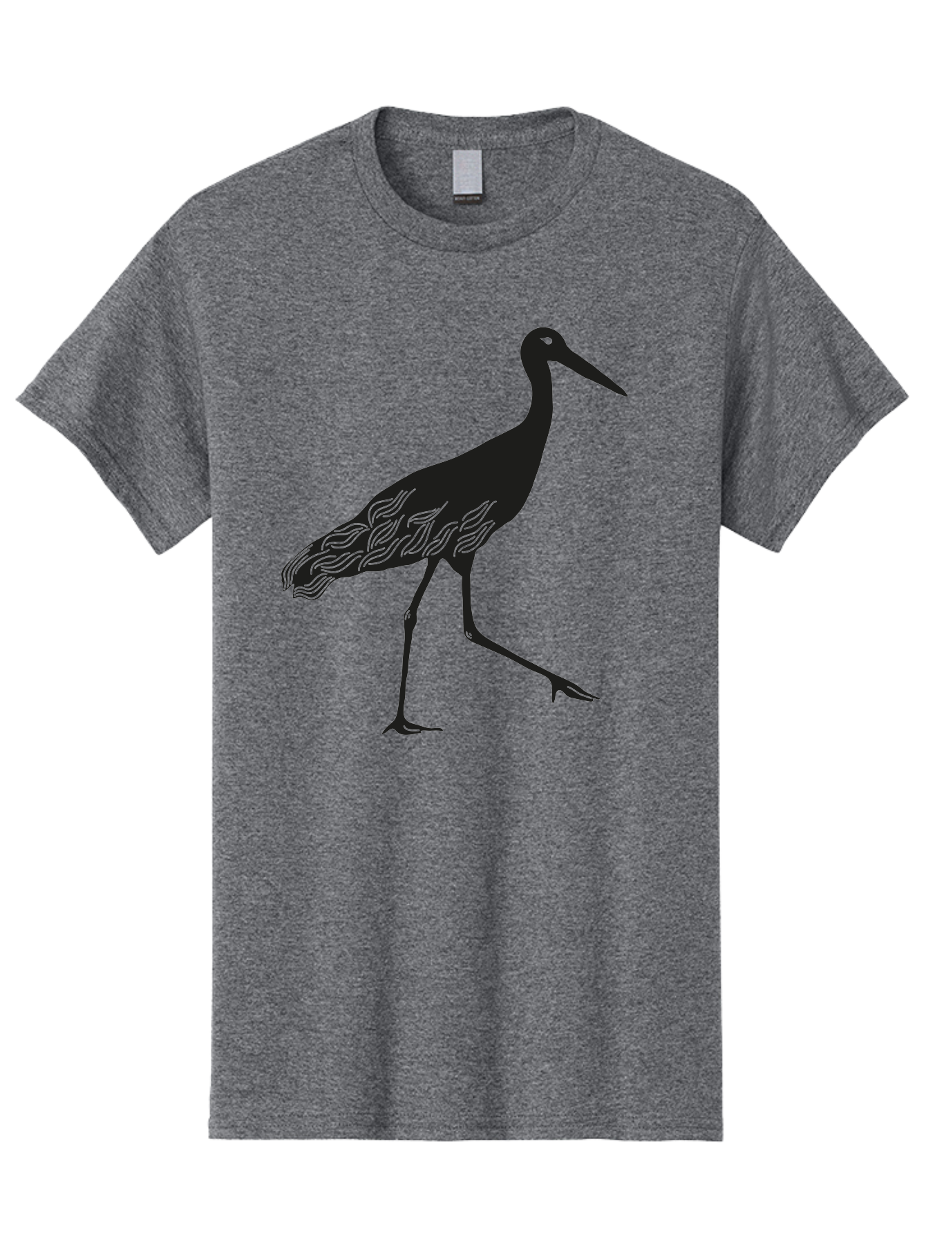 Crane Men'S Graphic Tee, 100% Cotton, Comfortable Casual Summer Wear, Machine Washable, Crane Bird, Bird Silhouette, Wild Crane, Long Neck, Wavy Lines, Abstract Bird, Minimalist Design, Simple Art, Bird Illustration Aac203
