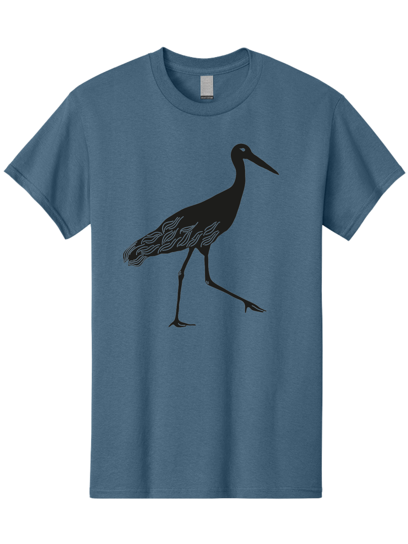Crane Men'S Graphic Tee, 100% Cotton, Comfortable Casual Summer Wear, Machine Washable, Crane Bird, Bird Silhouette, Wild Crane, Long Neck, Wavy Lines, Abstract Bird, Minimalist Design, Simple Art, Bird Illustration Aac203