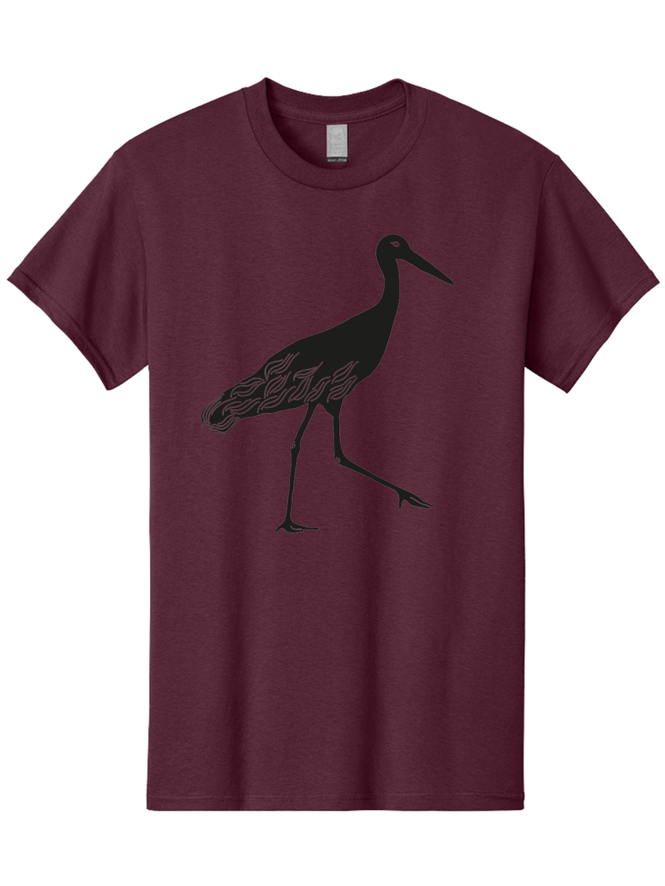 Crane Men'S Graphic Tee, 100% Cotton, Comfortable Casual Summer Wear, Machine Washable, Crane Bird, Bird Silhouette, Wild Crane, Long Neck, Wavy Lines, Abstract Bird, Minimalist Design, Simple Art, Bird Illustration Aac203