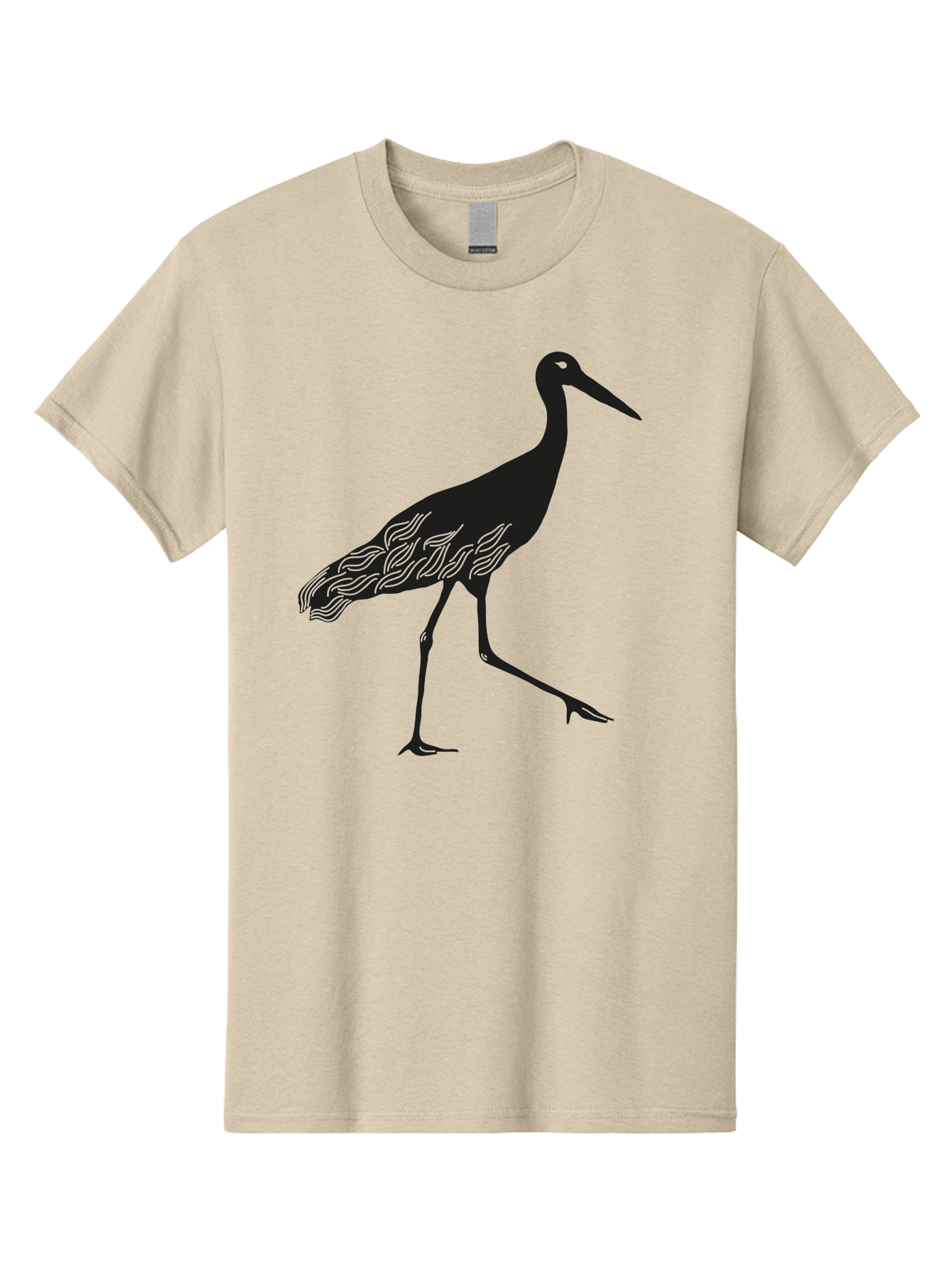 Crane Men'S Graphic Tee, 100% Cotton, Comfortable Casual Summer Wear, Machine Washable, Crane Bird, Bird Silhouette, Wild Crane, Long Neck, Wavy Lines, Abstract Bird, Minimalist Design, Simple Art, Bird Illustration Aac203