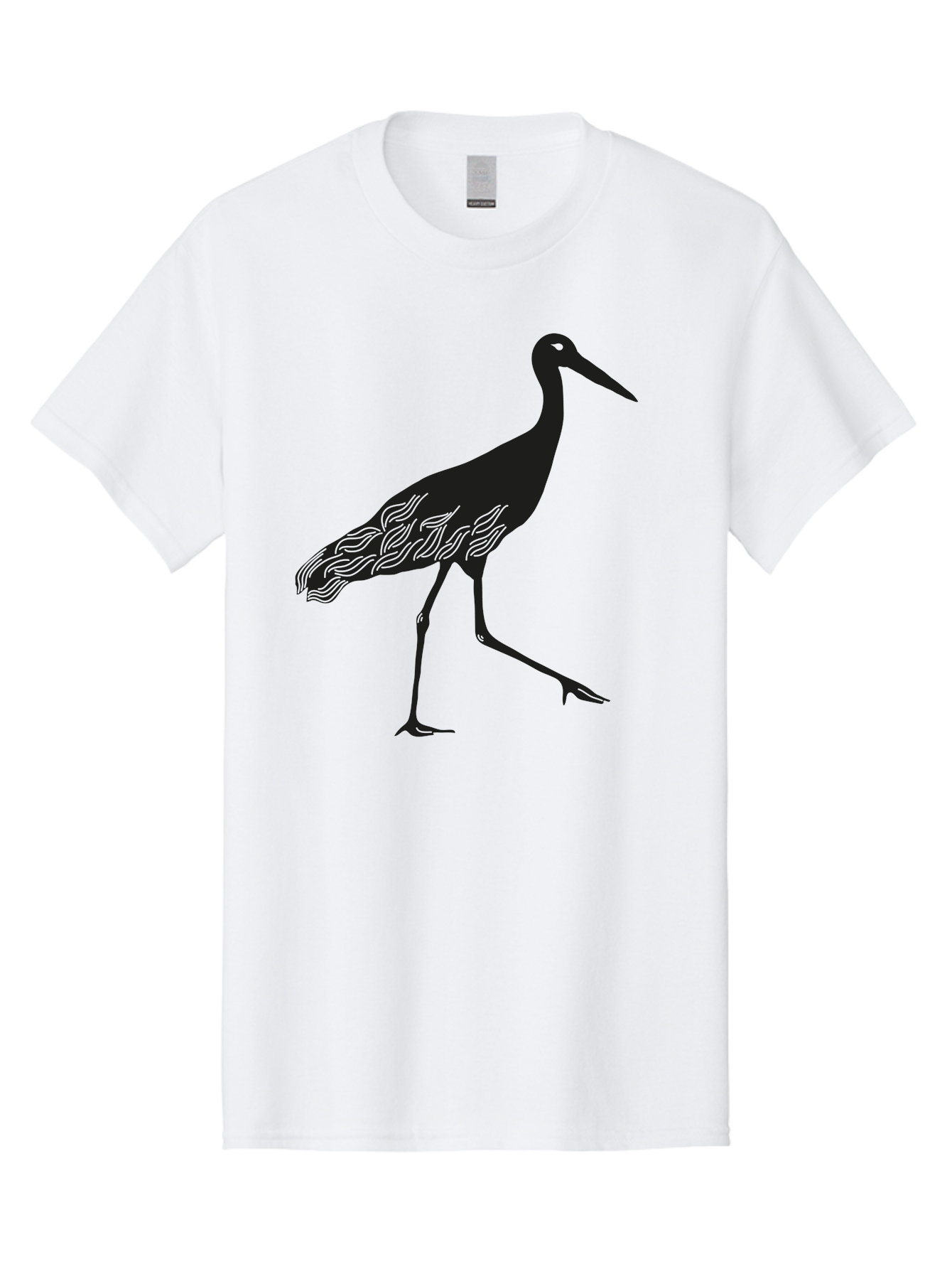 Crane Men'S Graphic Tee, 100% Cotton, Comfortable Casual Summer Wear, Machine Washable, Crane Bird, Bird Silhouette, Wild Crane, Long Neck, Wavy Lines, Abstract Bird, Minimalist Design, Simple Art, Bird Illustration Aac203