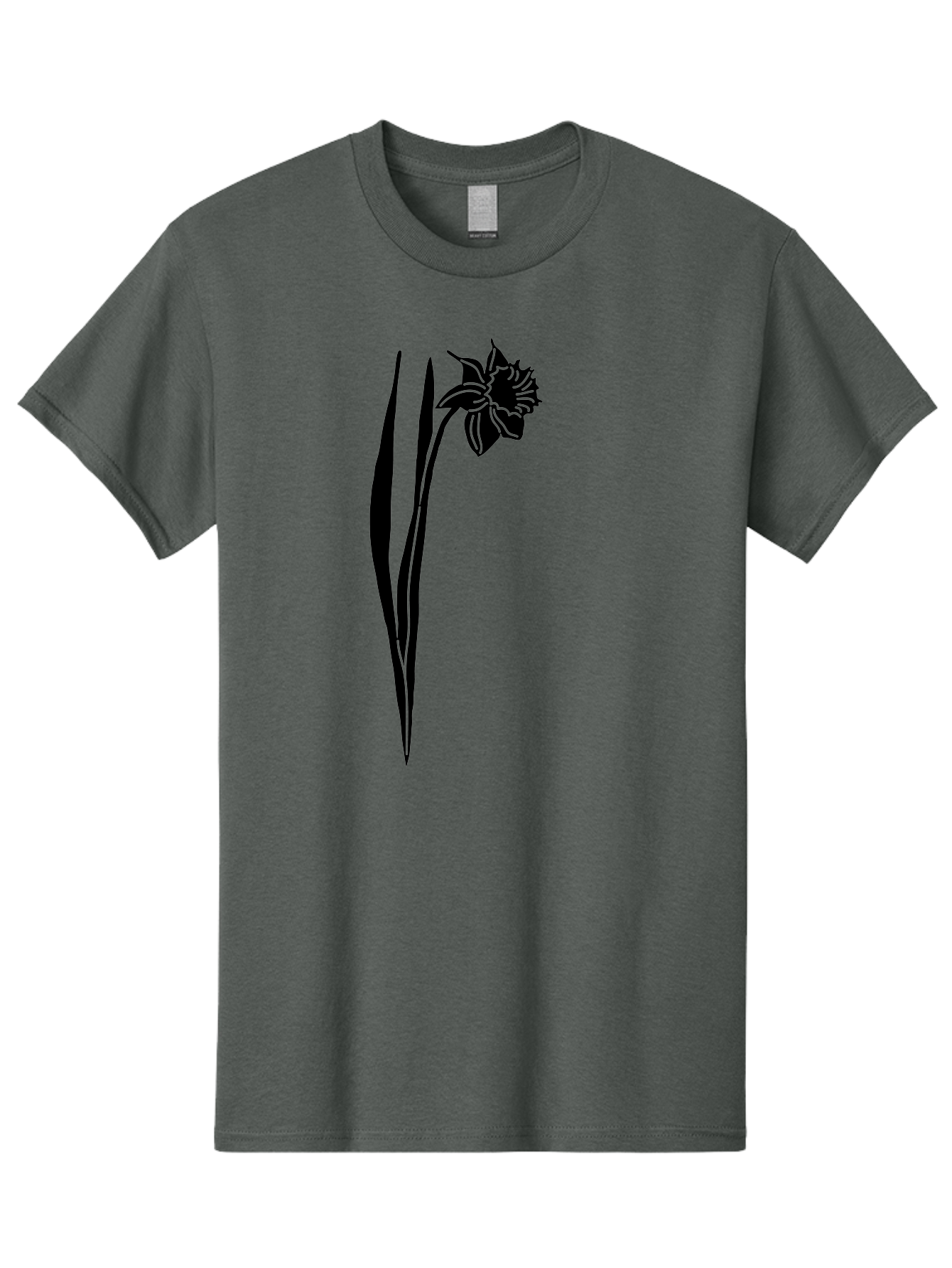 Daffodil Men'S Graphic Tee, 100% Cotton, Comfortable Casual Summer Wear, Machine Washable, Black Daffodil, Simple Silhouette, Minimalist Design, Flower Graphic, Spring Symbol, Botanical Illustration, Elegant Lines, Floral Motif Aac204