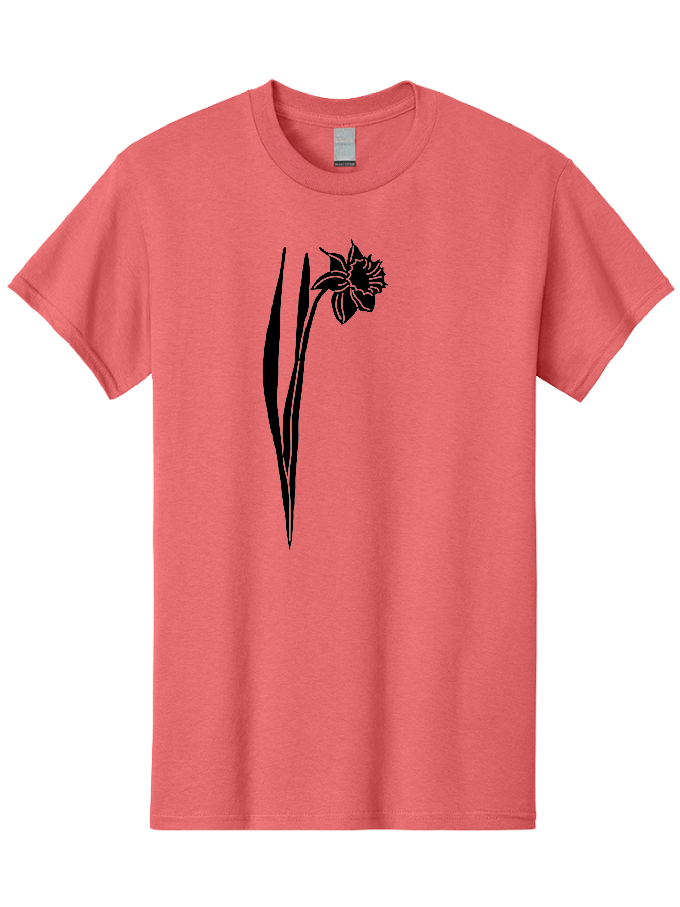 Daffodil Men'S Graphic Tee, 100% Cotton, Comfortable Casual Summer Wear, Machine Washable, Black Daffodil, Simple Silhouette, Minimalist Design, Flower Graphic, Spring Symbol, Botanical Illustration, Elegant Lines, Floral Motif Aac204