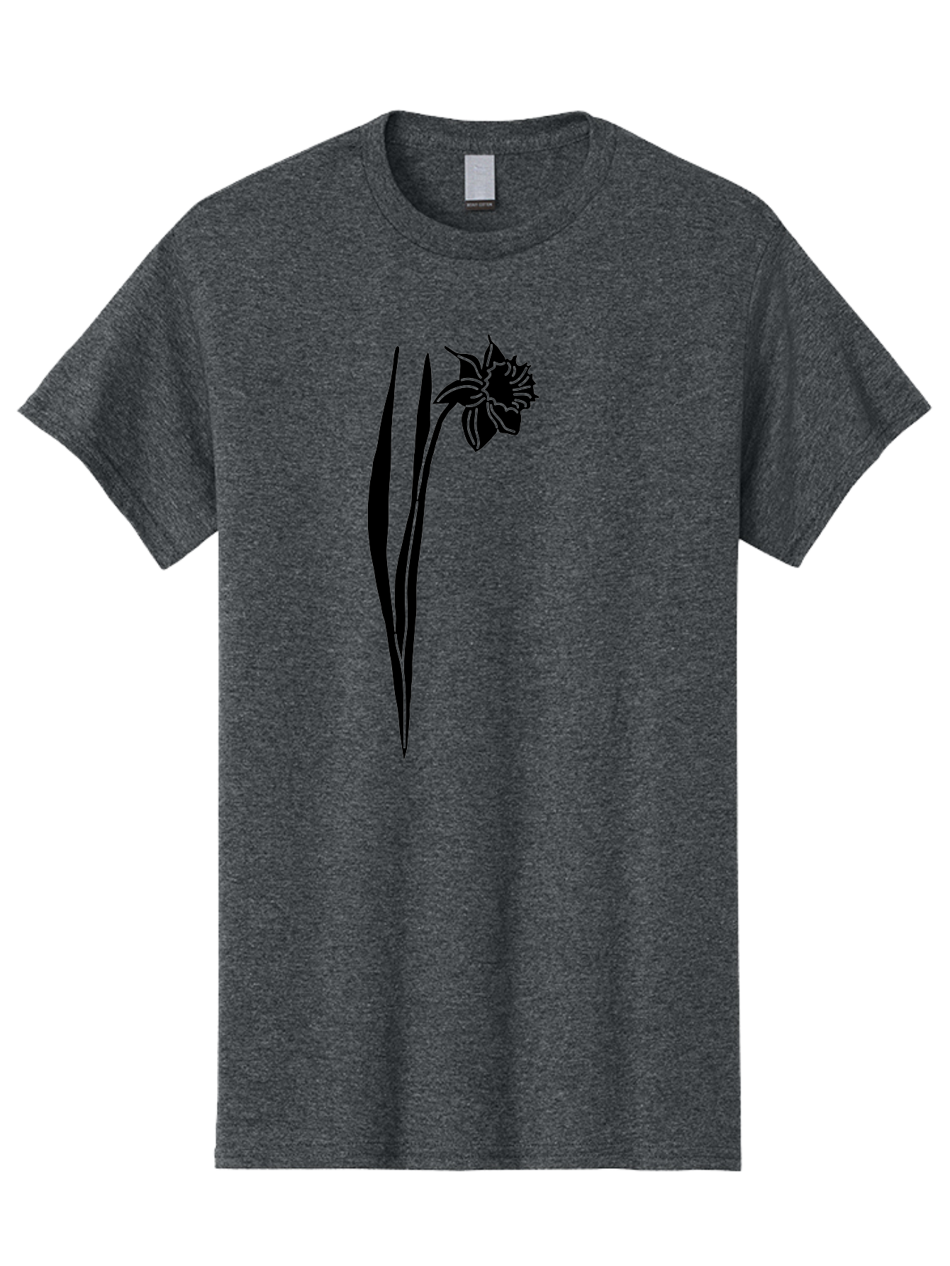Daffodil Men'S Graphic Tee, 100% Cotton, Comfortable Casual Summer Wear, Machine Washable, Black Daffodil, Simple Silhouette, Minimalist Design, Flower Graphic, Spring Symbol, Botanical Illustration, Elegant Lines, Floral Motif Aac204