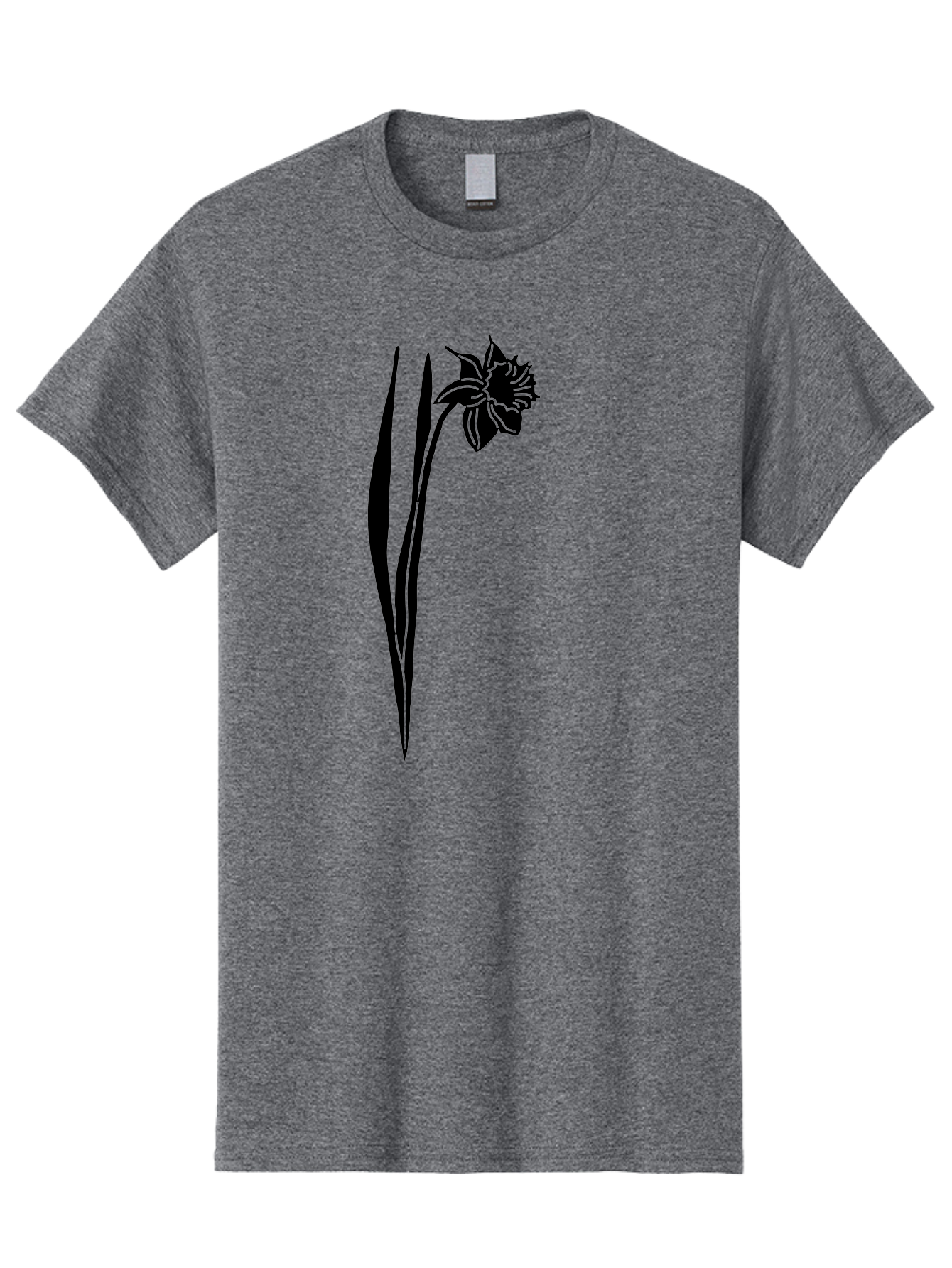 Daffodil Men'S Graphic Tee, 100% Cotton, Comfortable Casual Summer Wear, Machine Washable, Black Daffodil, Simple Silhouette, Minimalist Design, Flower Graphic, Spring Symbol, Botanical Illustration, Elegant Lines, Floral Motif Aac204