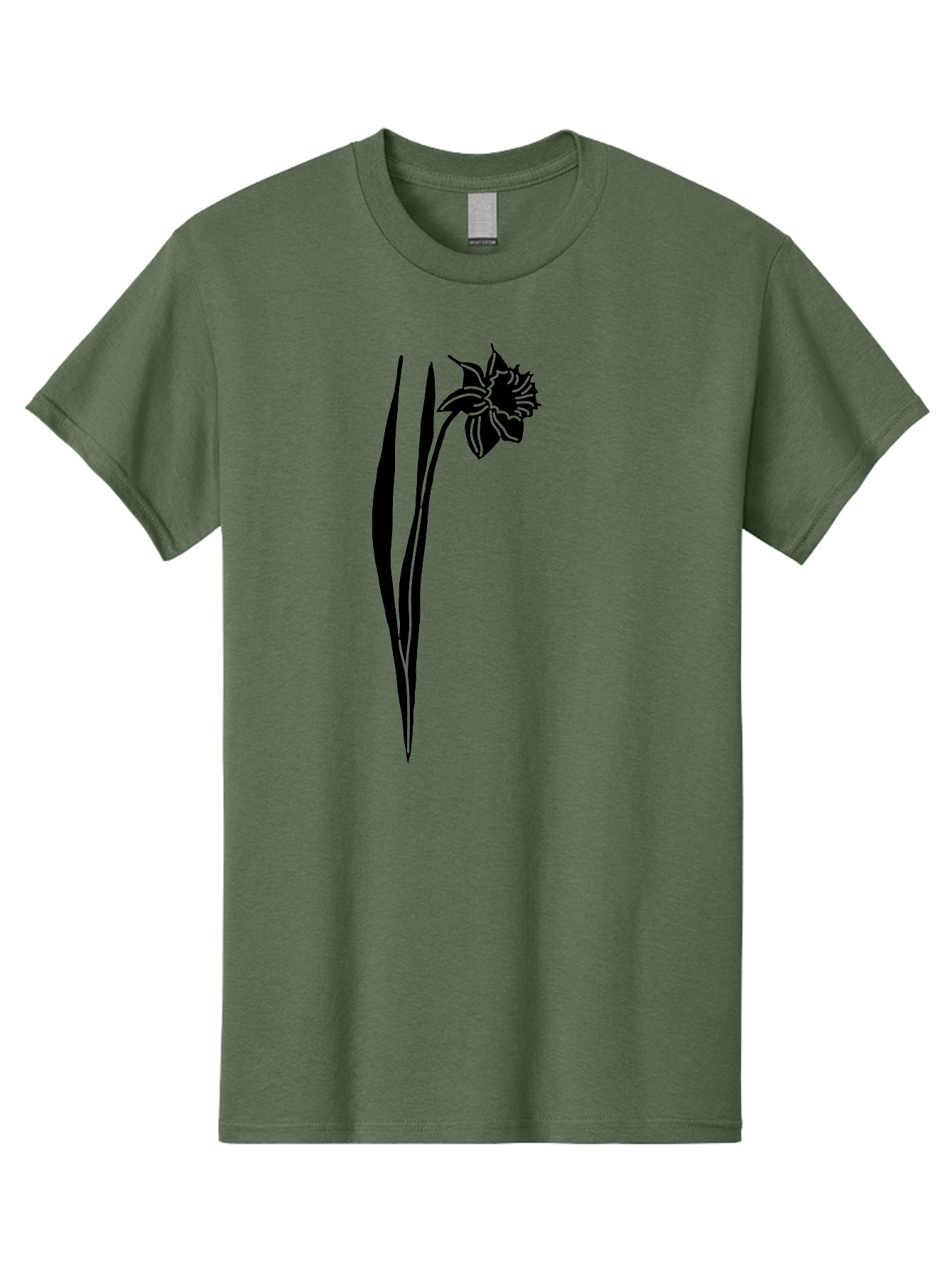 Daffodil Men'S Graphic Tee, 100% Cotton, Comfortable Casual Summer Wear, Machine Washable, Black Daffodil, Simple Silhouette, Minimalist Design, Flower Graphic, Spring Symbol, Botanical Illustration, Elegant Lines, Floral Motif Aac204