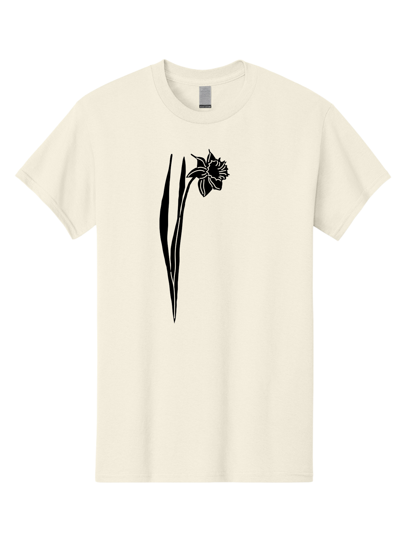 Daffodil Men'S Graphic Tee, 100% Cotton, Comfortable Casual Summer Wear, Machine Washable, Black Daffodil, Simple Silhouette, Minimalist Design, Flower Graphic, Spring Symbol, Botanical Illustration, Elegant Lines, Floral Motif Aac204