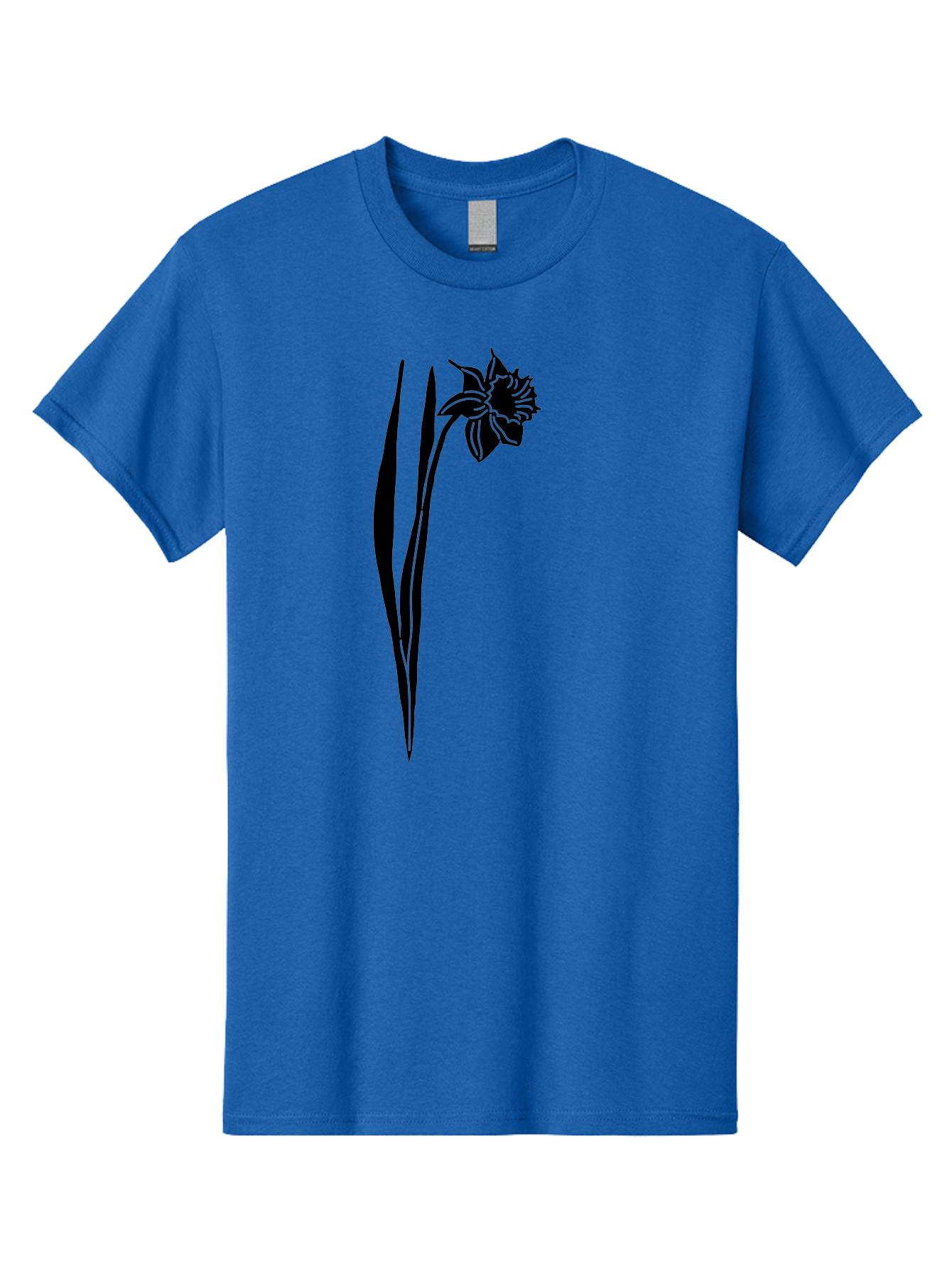 Daffodil Men'S Graphic Tee, 100% Cotton, Comfortable Casual Summer Wear, Machine Washable, Black Daffodil, Simple Silhouette, Minimalist Design, Flower Graphic, Spring Symbol, Botanical Illustration, Elegant Lines, Floral Motif Aac204