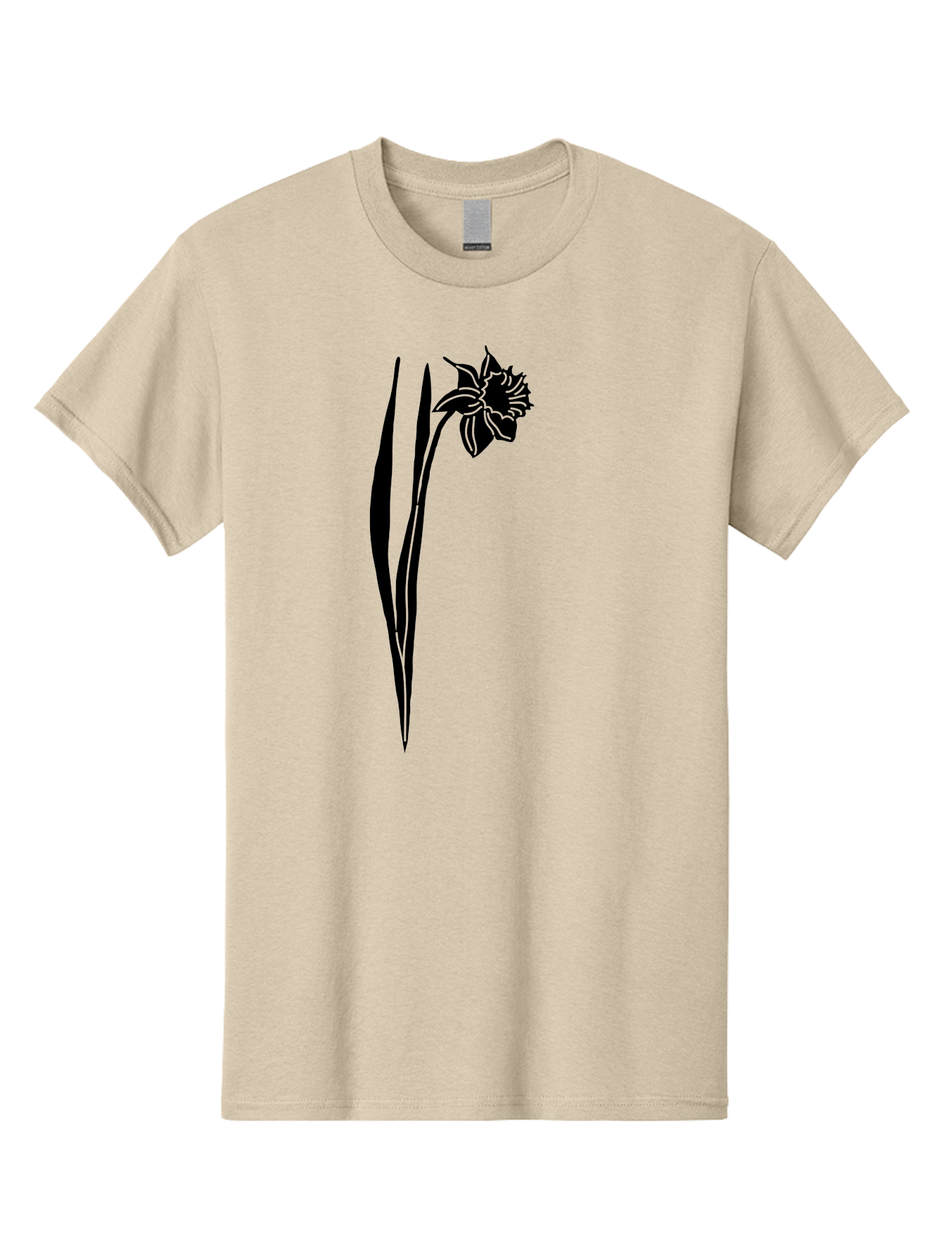 Daffodil Men'S Graphic Tee, 100% Cotton, Comfortable Casual Summer Wear, Machine Washable, Black Daffodil, Simple Silhouette, Minimalist Design, Flower Graphic, Spring Symbol, Botanical Illustration, Elegant Lines, Floral Motif Aac204