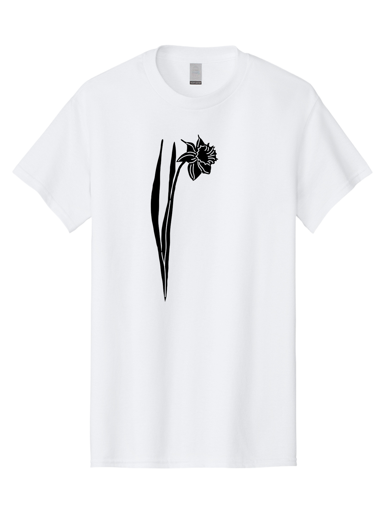 Daffodil Men'S Graphic Tee, 100% Cotton, Comfortable Casual Summer Wear, Machine Washable, Black Daffodil, Simple Silhouette, Minimalist Design, Flower Graphic, Spring Symbol, Botanical Illustration, Elegant Lines, Floral Motif Aac204