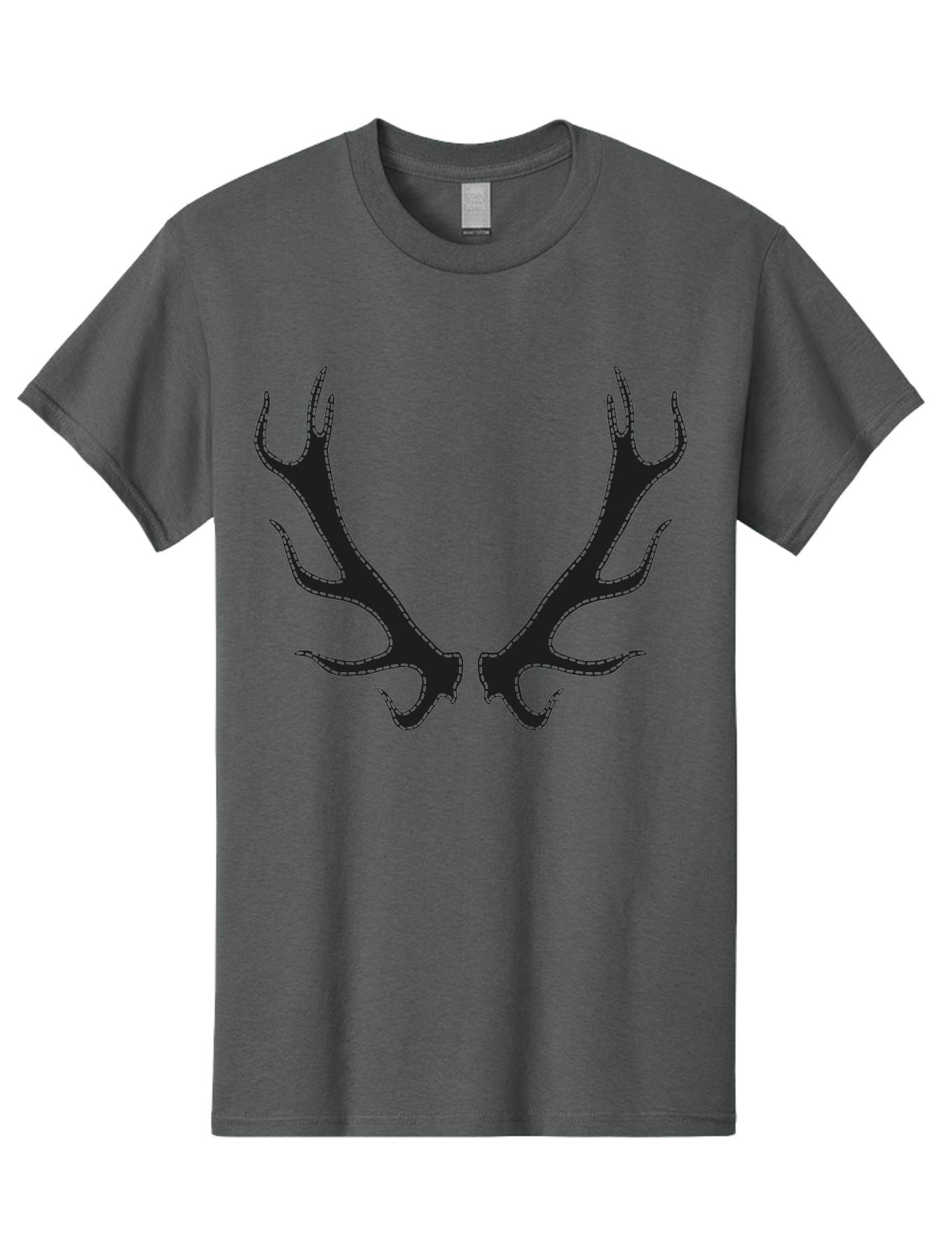 Deer-Antlers-1 Men'S Graphic Tee, 100% Cotton, Comfortable Casual Summer Wear, Machine Washable, Deer Antlers, Animal Horns, Wildlife, Hunting, Outdoors, Nature-Inspired Design, Symmetrical Horns, Black Silhouettes, Abstract Shapes, Aac205