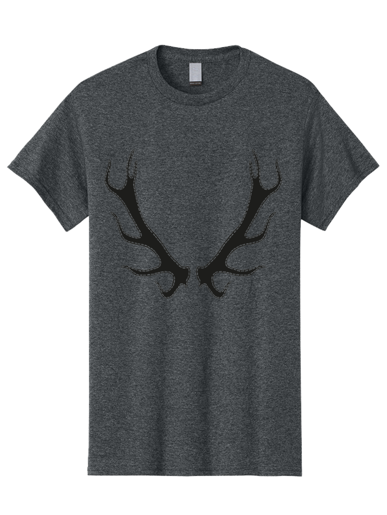 Deer-Antlers-1 Men'S Graphic Tee, 100% Cotton, Comfortable Casual Summer Wear, Machine Washable, Deer Antlers, Animal Horns, Wildlife, Hunting, Outdoors, Nature-Inspired Design, Symmetrical Horns, Black Silhouettes, Abstract Shapes, Aac205