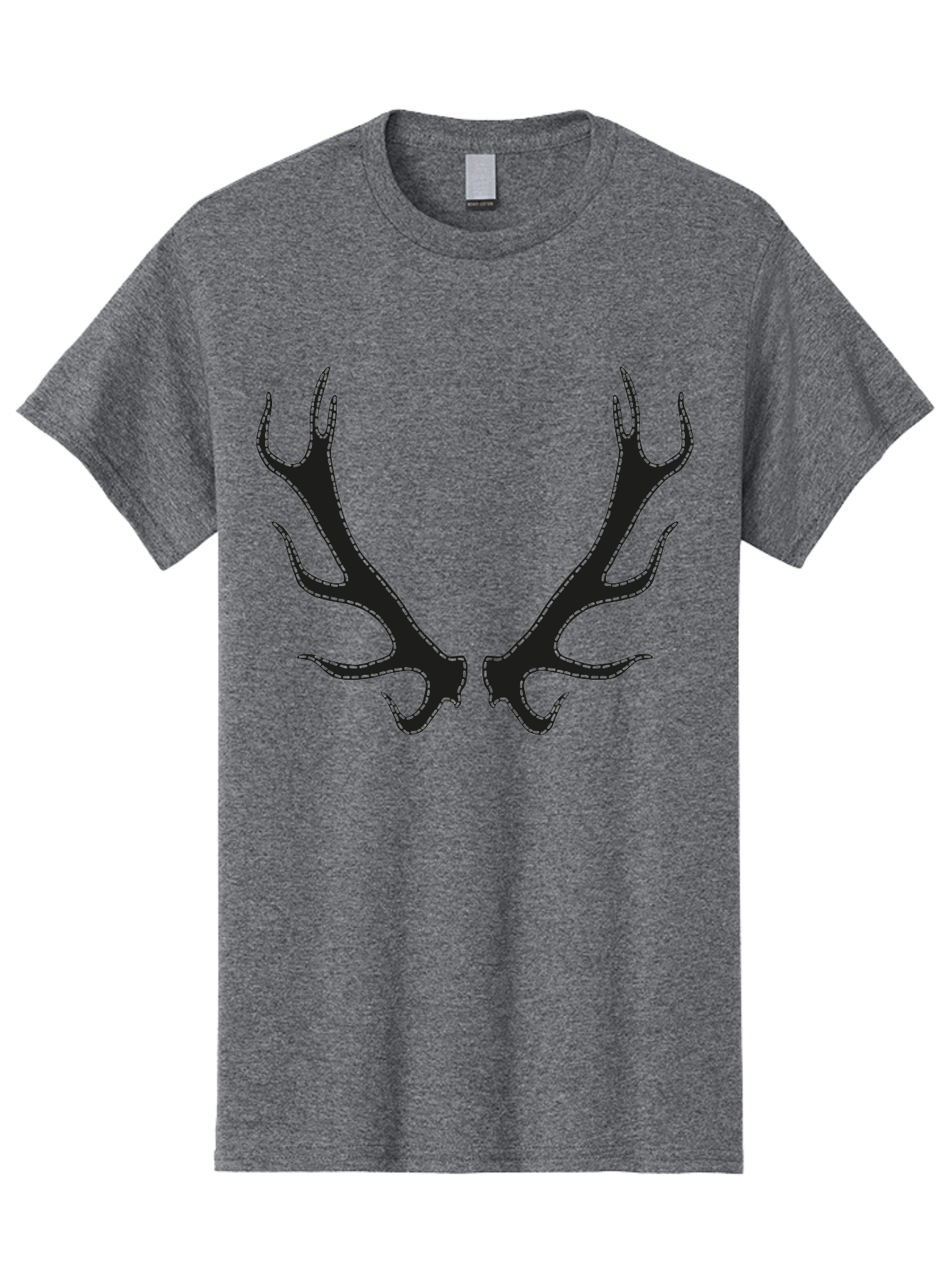 Deer-Antlers-1 Men'S Graphic Tee, 100% Cotton, Comfortable Casual Summer Wear, Machine Washable, Deer Antlers, Animal Horns, Wildlife, Hunting, Outdoors, Nature-Inspired Design, Symmetrical Horns, Black Silhouettes, Abstract Shapes, Aac205