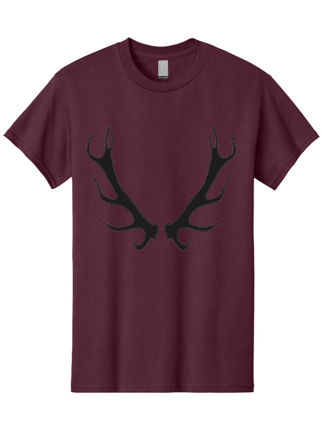 Deer-Antlers-1 Men'S Graphic Tee, 100% Cotton, Comfortable Casual Summer Wear, Machine Washable, Deer Antlers, Animal Horns, Wildlife, Hunting, Outdoors, Nature-Inspired Design, Symmetrical Horns, Black Silhouettes, Abstract Shapes, Aac205