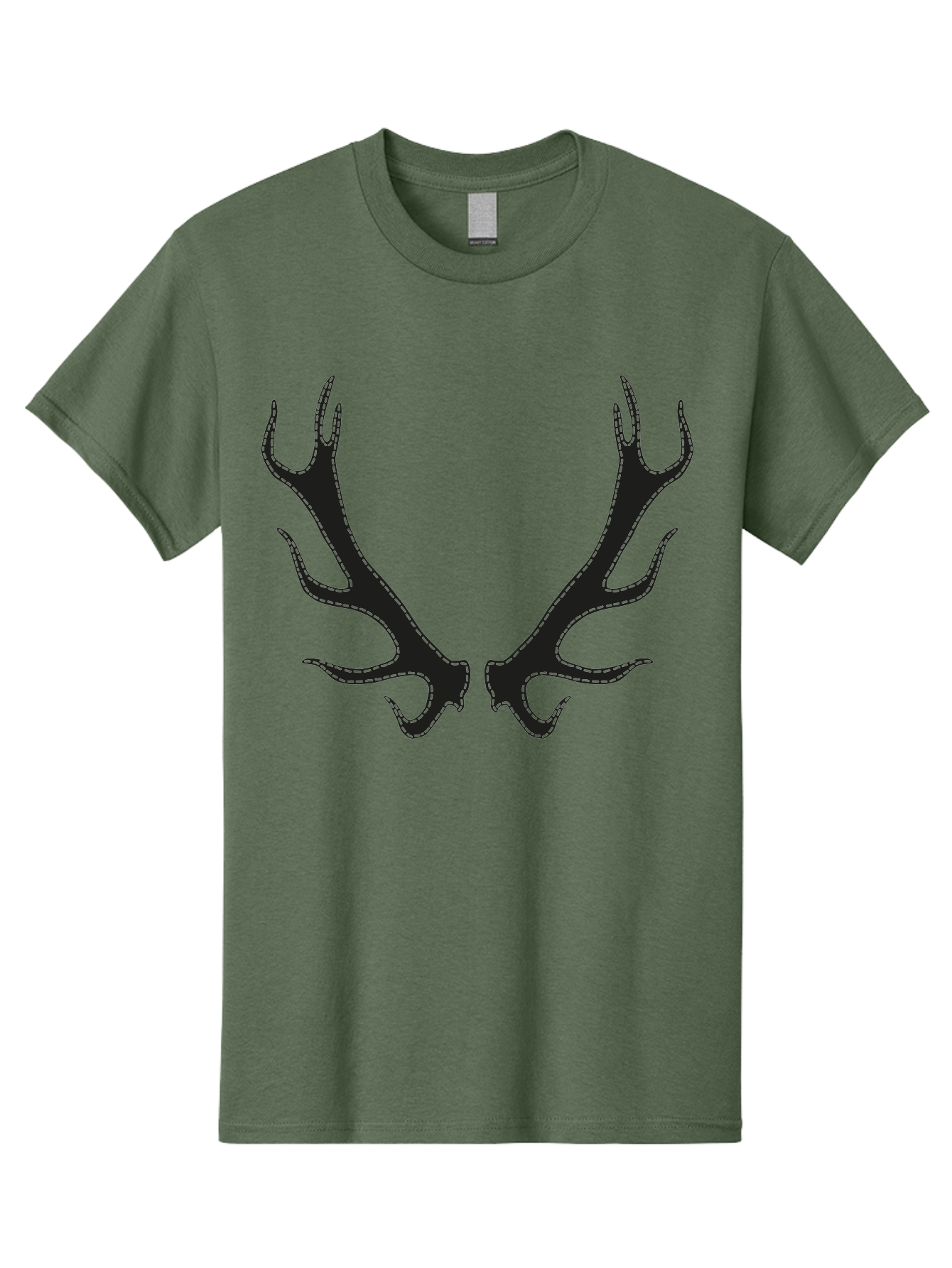 Deer-Antlers-1 Men'S Graphic Tee, 100% Cotton, Comfortable Casual Summer Wear, Machine Washable, Deer Antlers, Animal Horns, Wildlife, Hunting, Outdoors, Nature-Inspired Design, Symmetrical Horns, Black Silhouettes, Abstract Shapes, Aac205