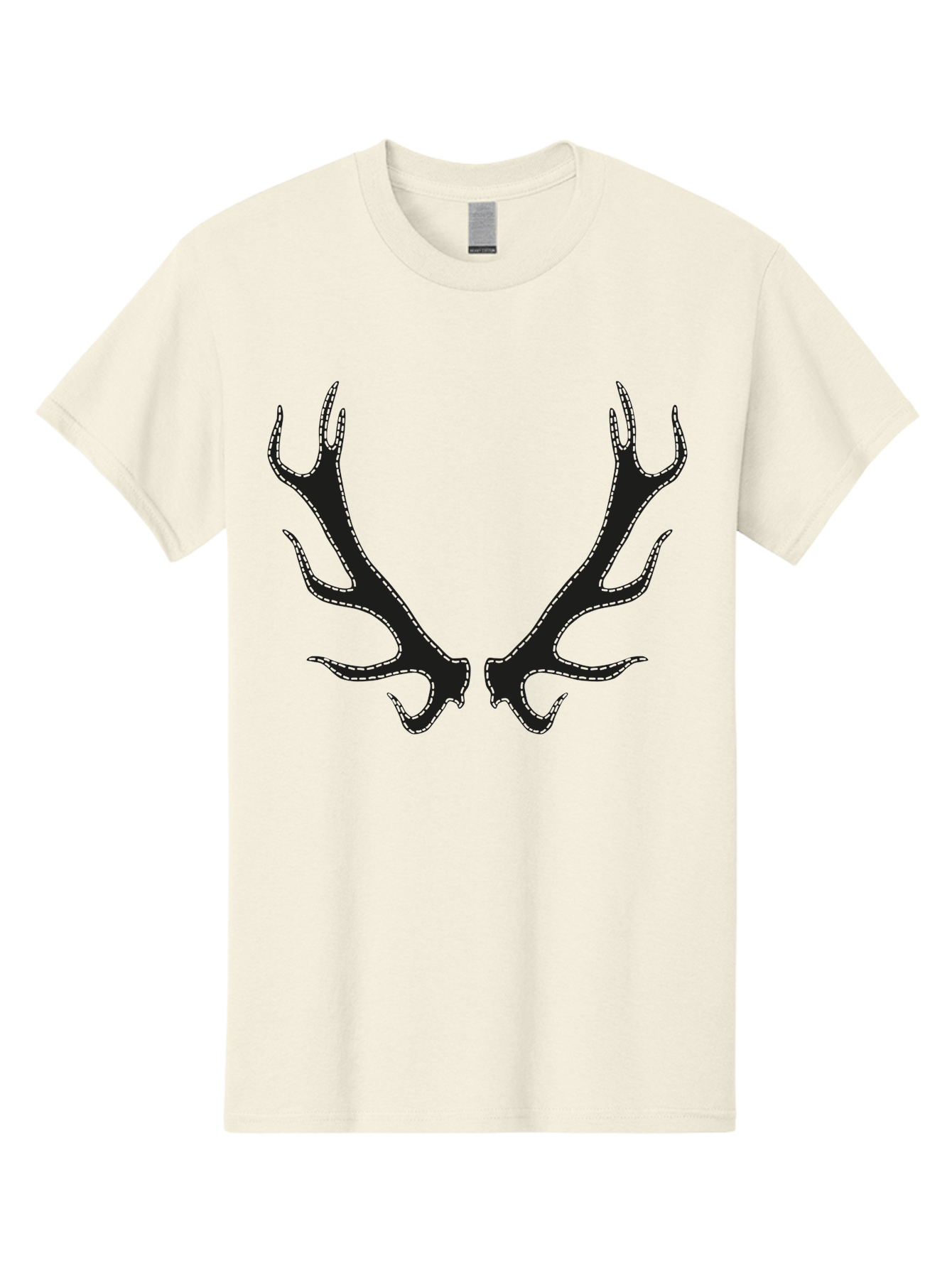 Deer-Antlers-1 Men'S Graphic Tee, 100% Cotton, Comfortable Casual Summer Wear, Machine Washable, Deer Antlers, Animal Horns, Wildlife, Hunting, Outdoors, Nature-Inspired Design, Symmetrical Horns, Black Silhouettes, Abstract Shapes, Aac205