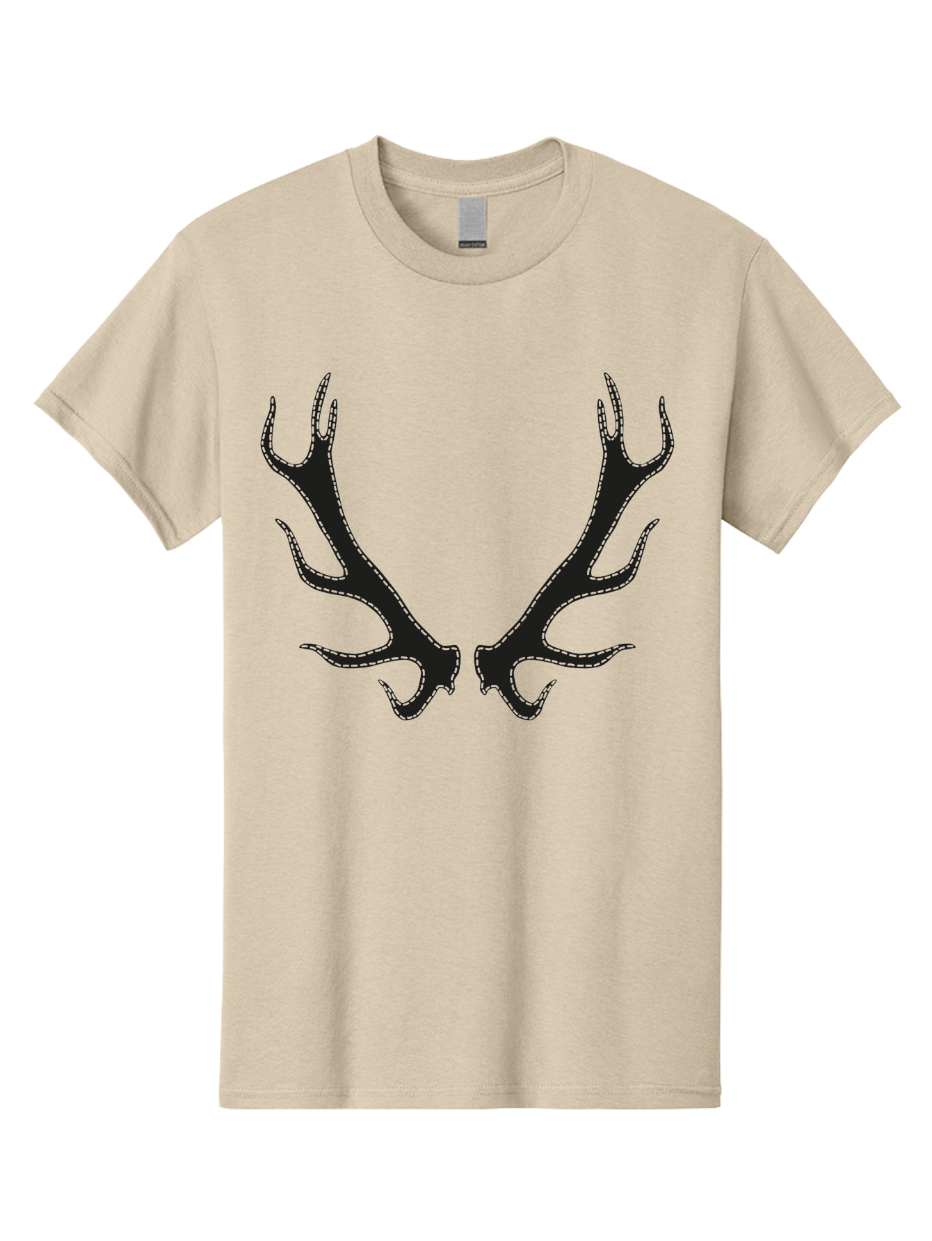 Deer-Antlers-1 Men'S Graphic Tee, 100% Cotton, Comfortable Casual Summer Wear, Machine Washable, Deer Antlers, Animal Horns, Wildlife, Hunting, Outdoors, Nature-Inspired Design, Symmetrical Horns, Black Silhouettes, Abstract Shapes, Aac205