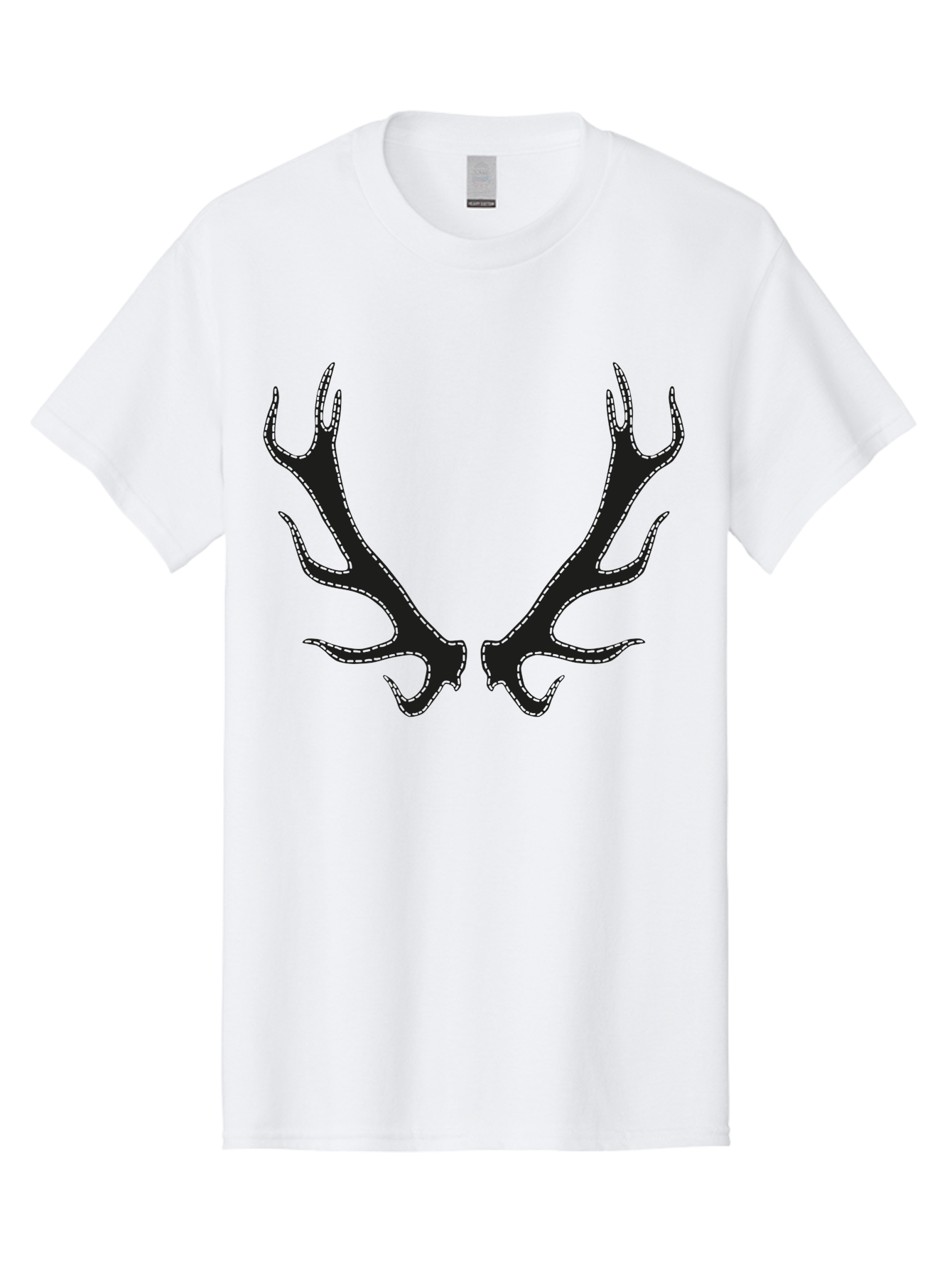Deer-Antlers-1 Men'S Graphic Tee, 100% Cotton, Comfortable Casual Summer Wear, Machine Washable, Deer Antlers, Animal Horns, Wildlife, Hunting, Outdoors, Nature-Inspired Design, Symmetrical Horns, Black Silhouettes, Abstract Shapes, Aac205