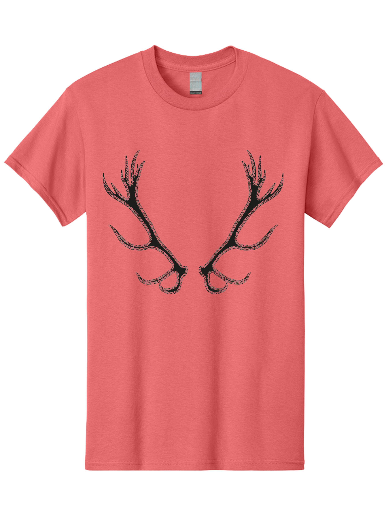 Deer-Antlers-2 Men'S Graphic Tee, 100% Cotton, Comfortable Casual Summer Wear, Machine Washable, Deer Antlers, Forest Wildlife, Nature-Inspired Art, Majestic Horns, Symmetrical Design, Dark Silhouette Aac206