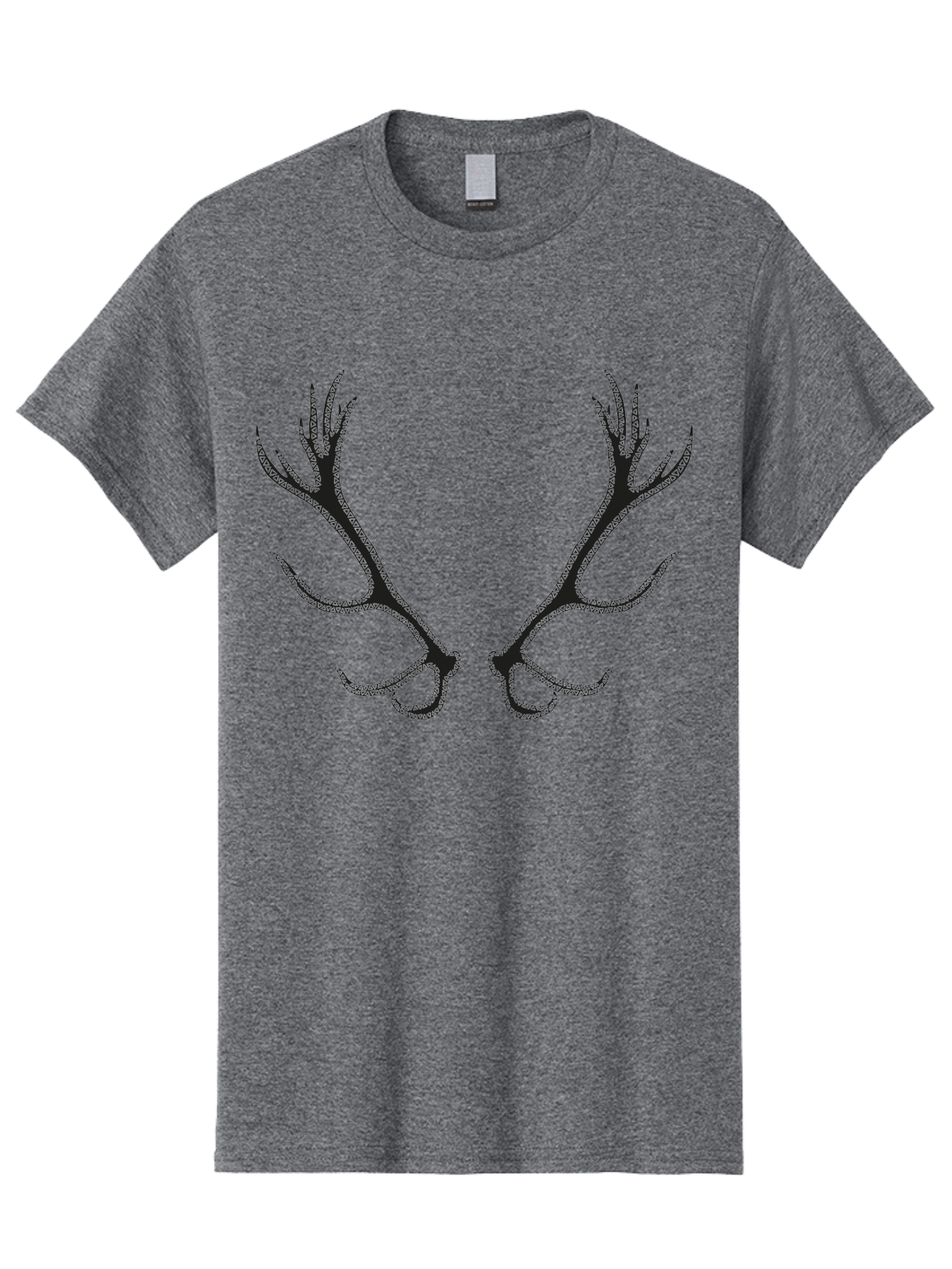 Deer-Antlers-2 Men'S Graphic Tee, 100% Cotton, Comfortable Casual Summer Wear, Machine Washable, Deer Antlers, Forest Wildlife, Nature-Inspired Art, Majestic Horns, Symmetrical Design, Dark Silhouette Aac206